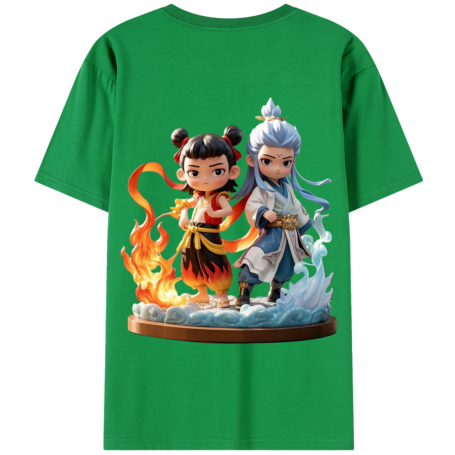 （画像用） Ne Zha 2 ナタ 魔童の大暴れ 綿100％ メンズ半袖Tシャツ（バックプリント） 通気性
