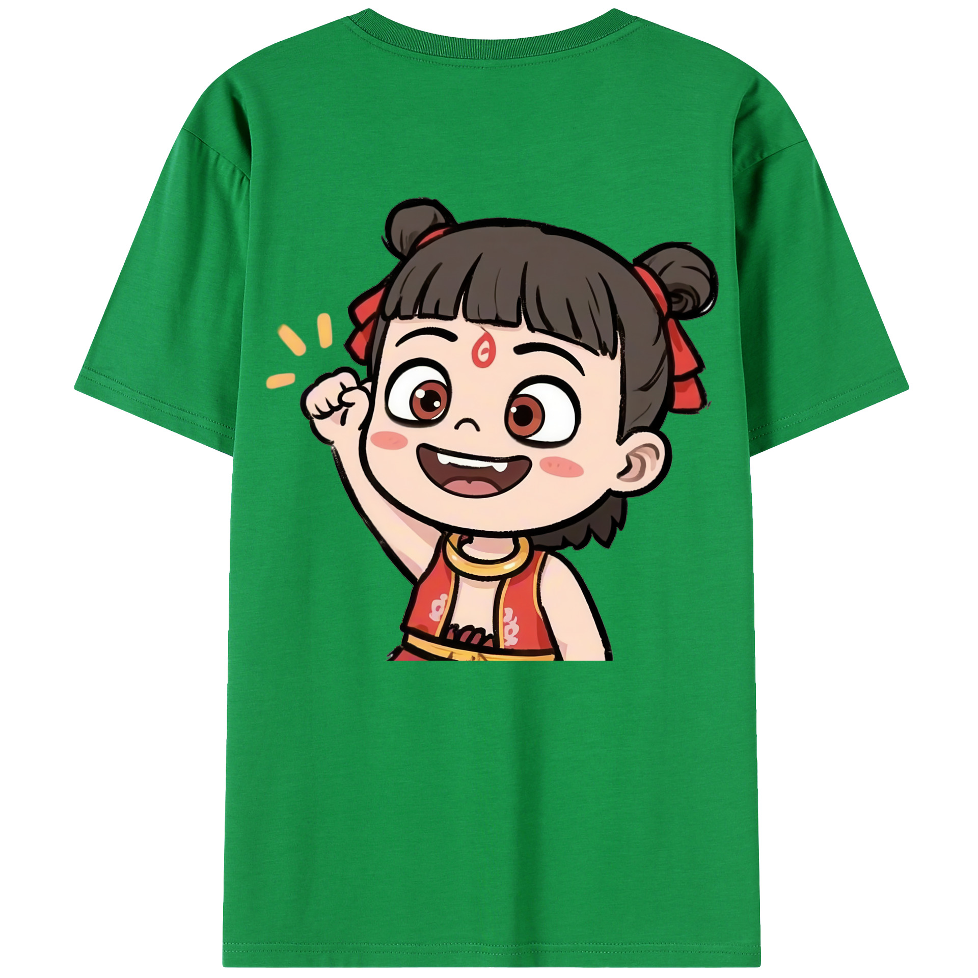 （画像用） Ne Zha 2 ナタ 魔童の大暴れ 綿100％ メンズ半袖Tシャツ（バックプリント） 通気性