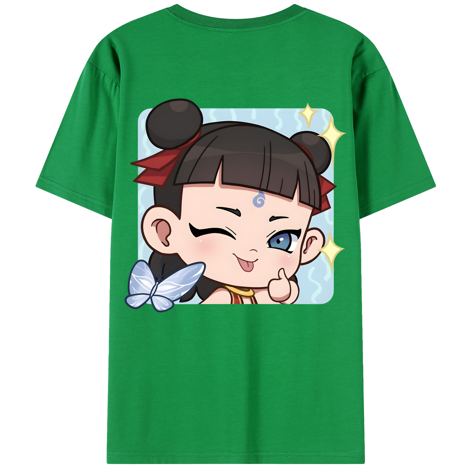 （画像用） Ne Zha 2 ナタ 魔童の大暴れ 綿100％ メンズ半袖Tシャツ（バックプリント） 通気性