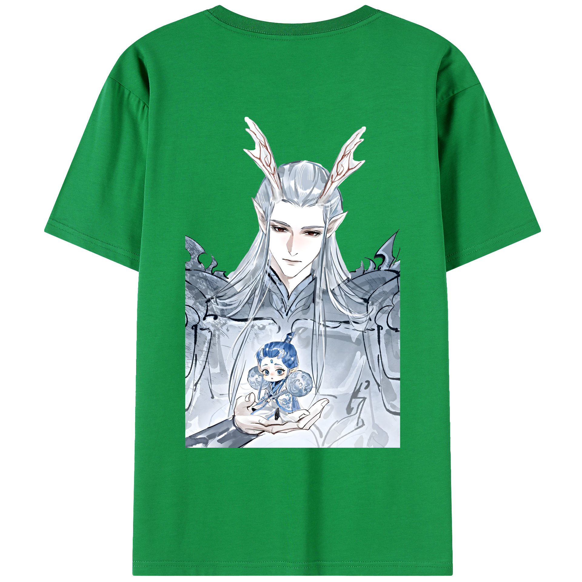 （画像用） Ne Zha 2 ナタ 魔童の大暴れ 綿100％ メンズ半袖Tシャツ（バックプリント） 通気性