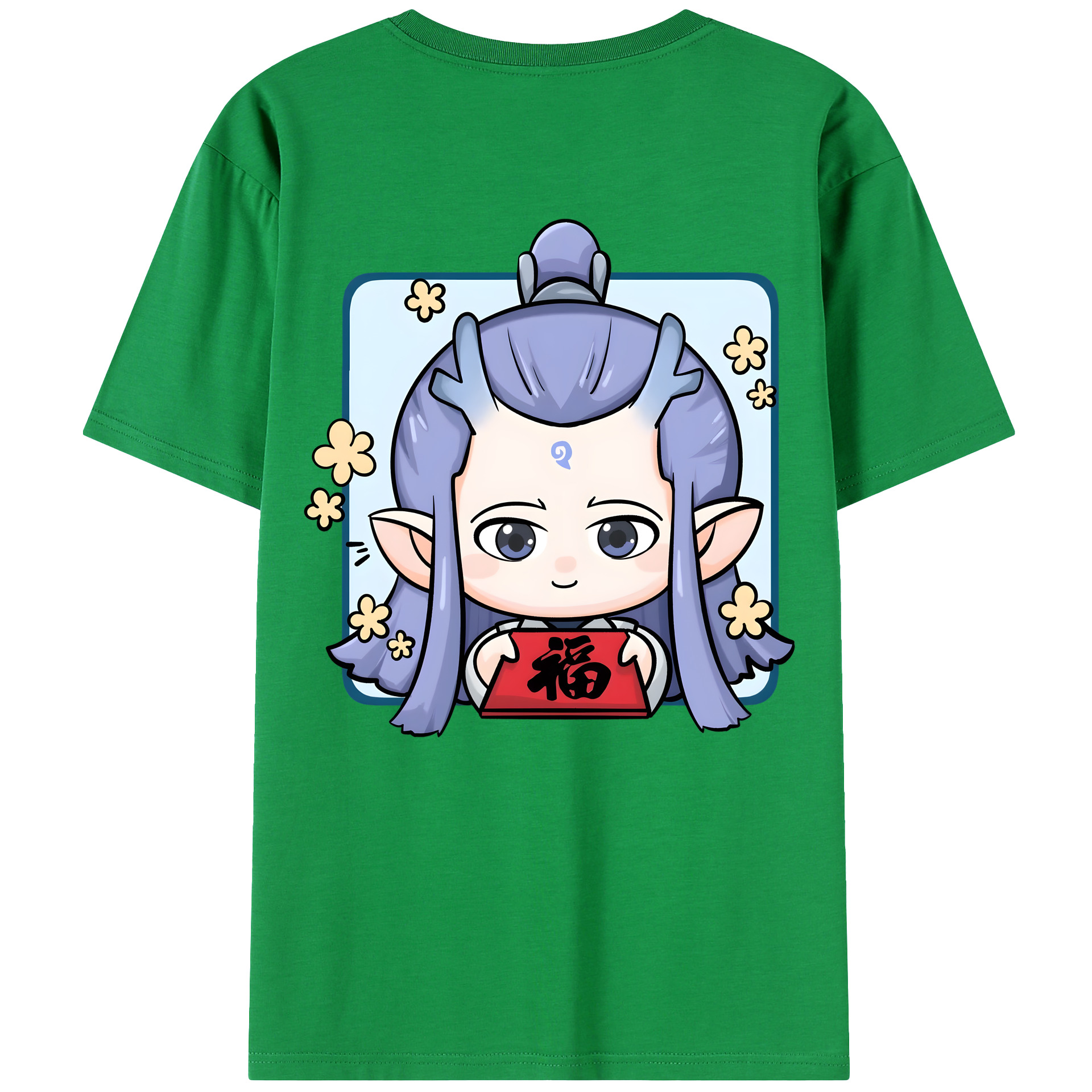 （画像用） Ne Zha 2 ナタ 魔童の大暴れ 綿100％ メンズ半袖Tシャツ（バックプリント） 通気性