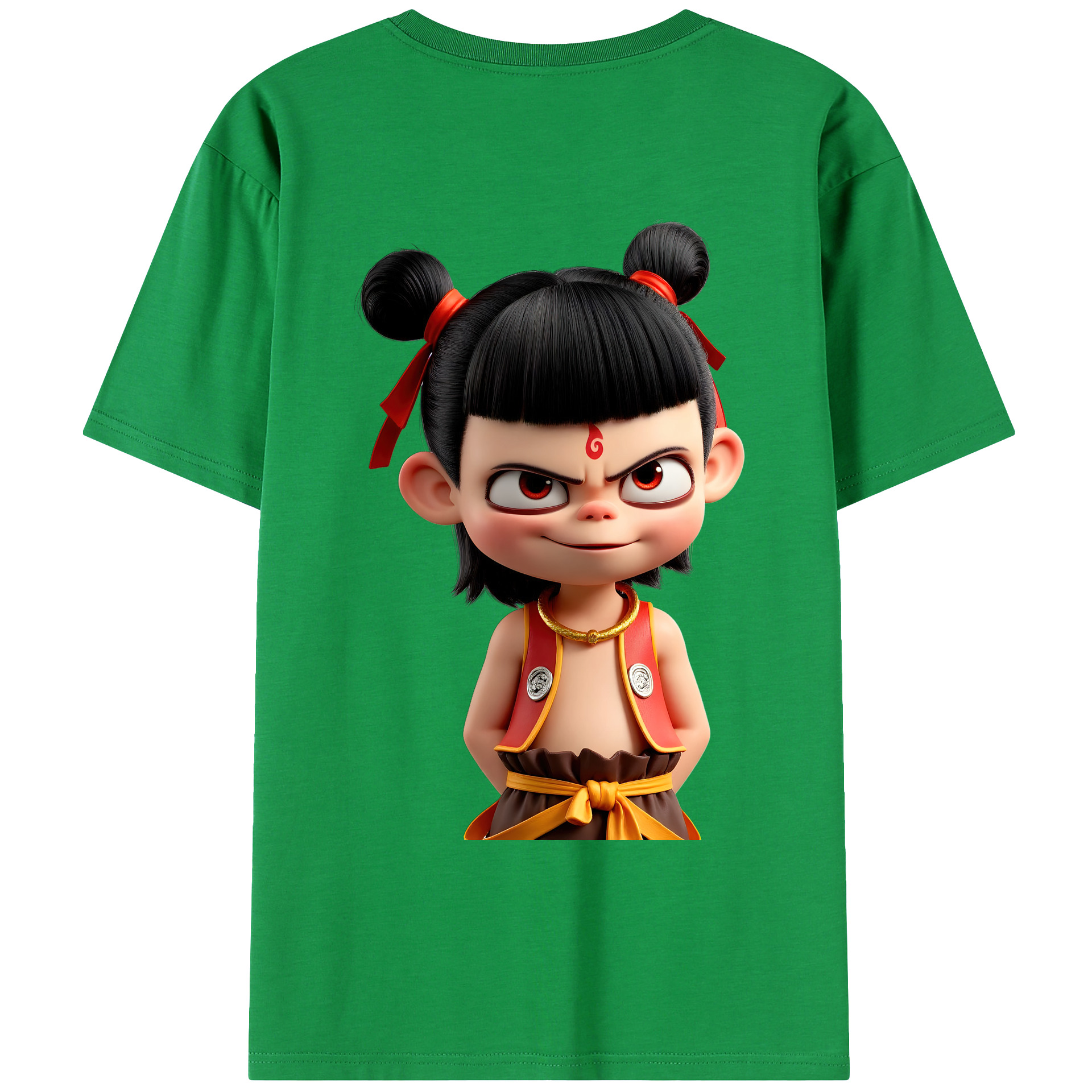 （画像用） Ne Zha 2 ナタ 魔童の大暴れ 綿100％ メンズ半袖Tシャツ（バックプリント） 通気性
