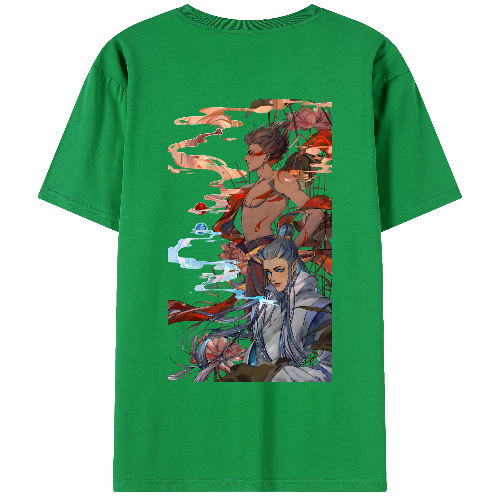 （画像用） Ne Zha 2 ナタ 魔童の大暴れ 綿100％ メンズ半袖Tシャツ（バックプリント） 通気性