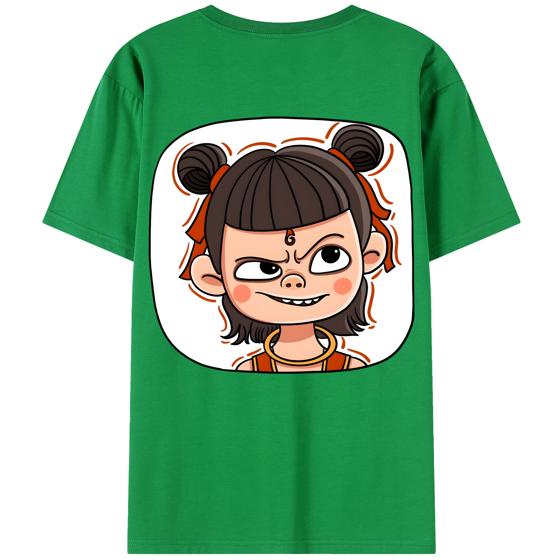 （画像用） Ne Zha 2 ナタ 魔童の大暴れ 綿100％ メンズ半袖Tシャツ（バックプリント） 通気性
