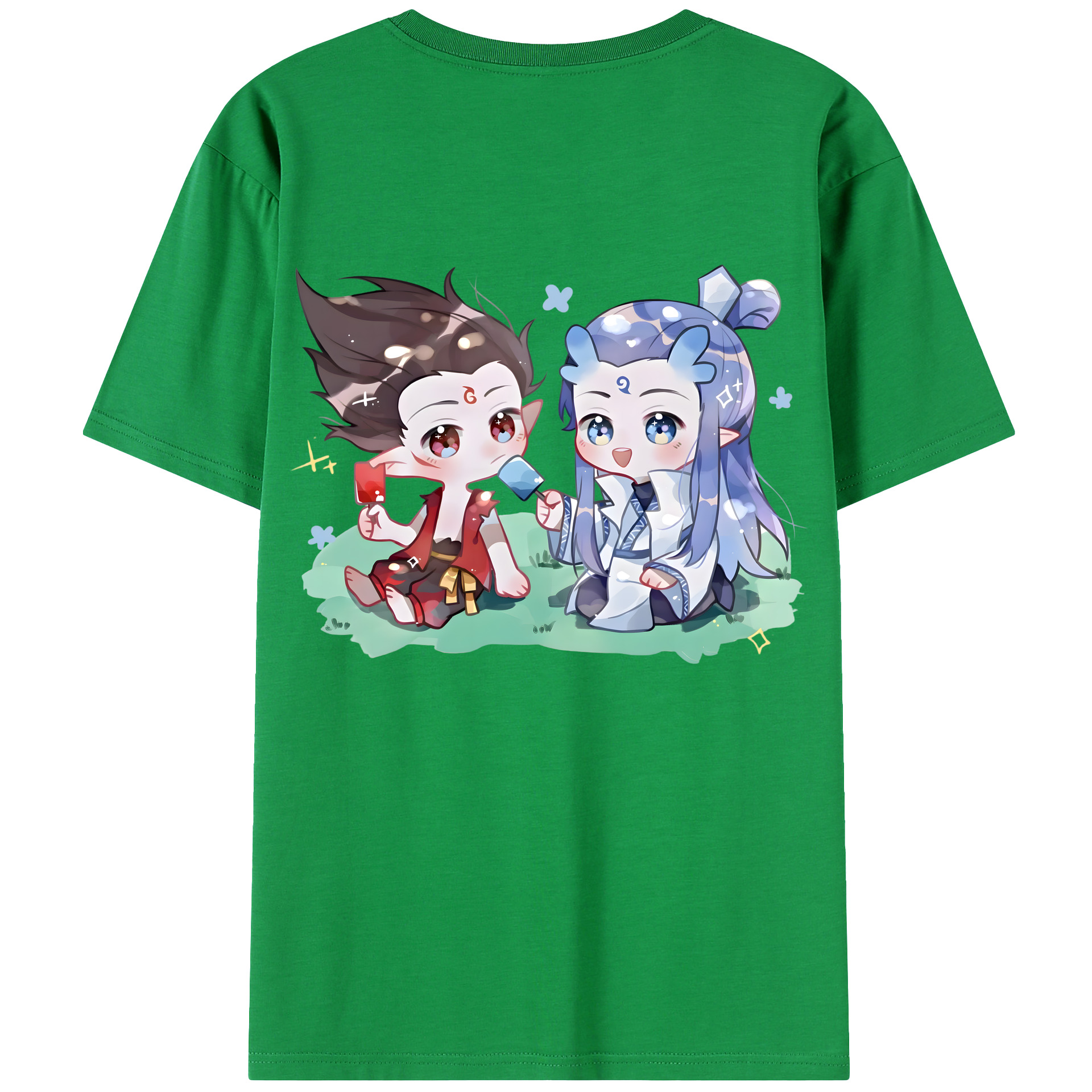 （画像用） Ne Zha 2 ナタ 魔童の大暴れ 綿100％ メンズ半袖Tシャツ（バックプリント） 通気性