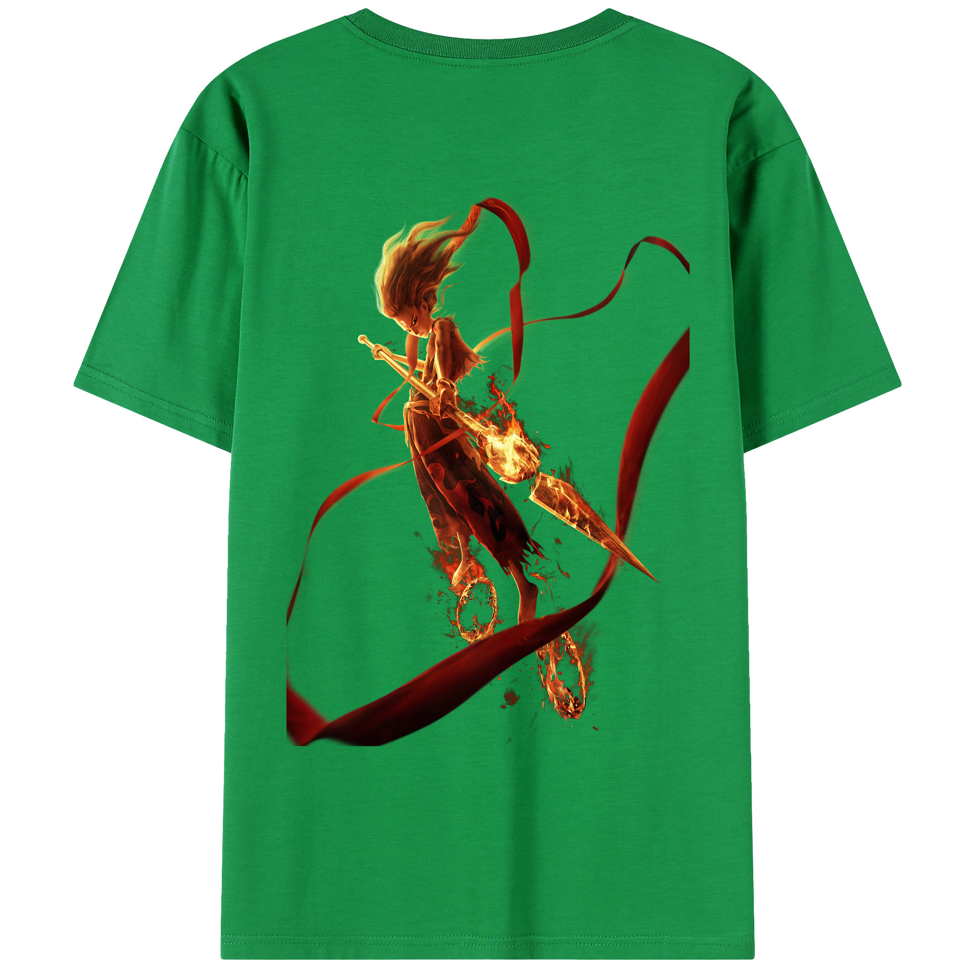 （画像用） Ne Zha 2 ナタ 魔童の大暴れ 綿100％ メンズ半袖Tシャツ（バックプリント） 通気性