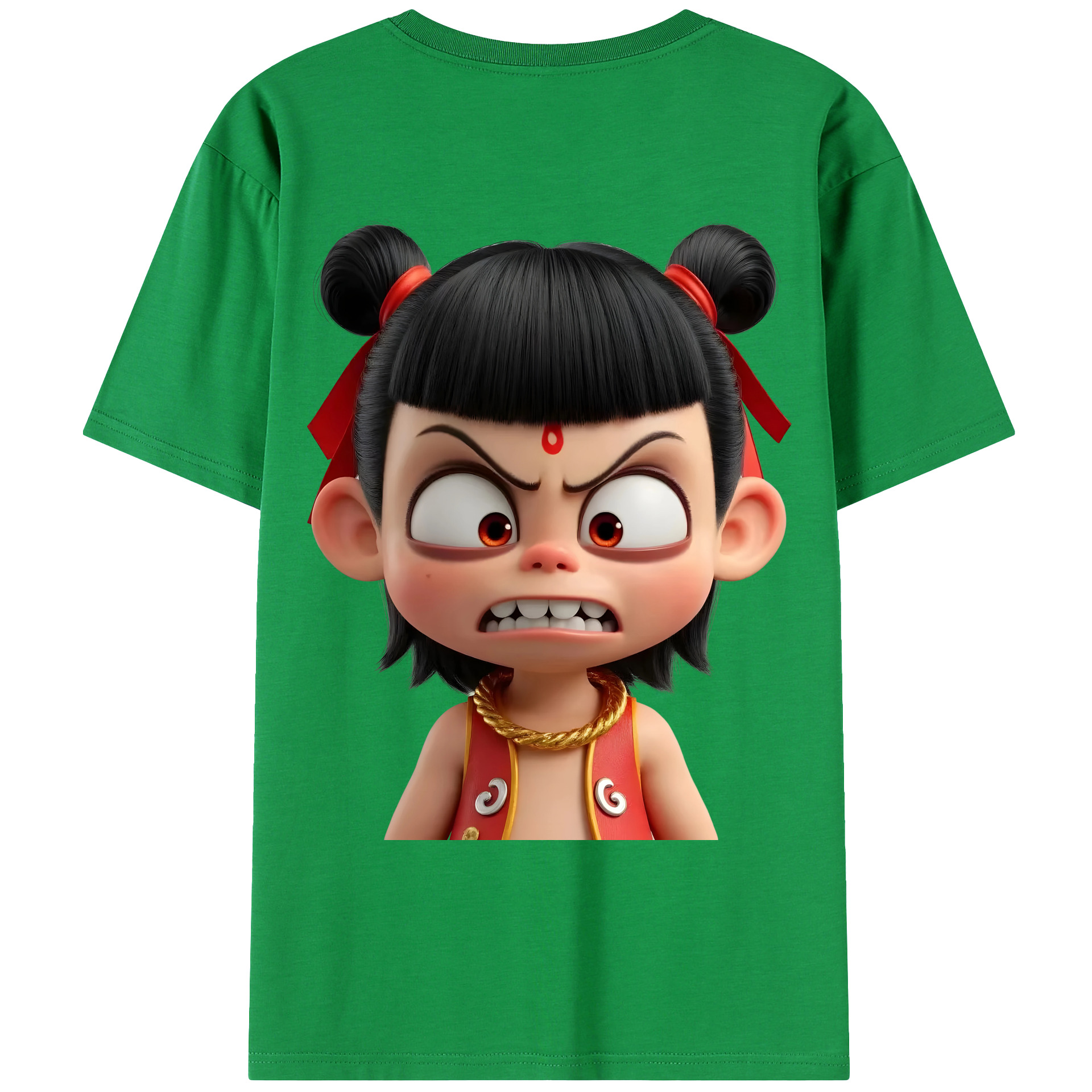 （画像用） Ne Zha 2 ナタ 魔童の大暴れ 綿100％ メンズ半袖Tシャツ（バックプリント） 通気性