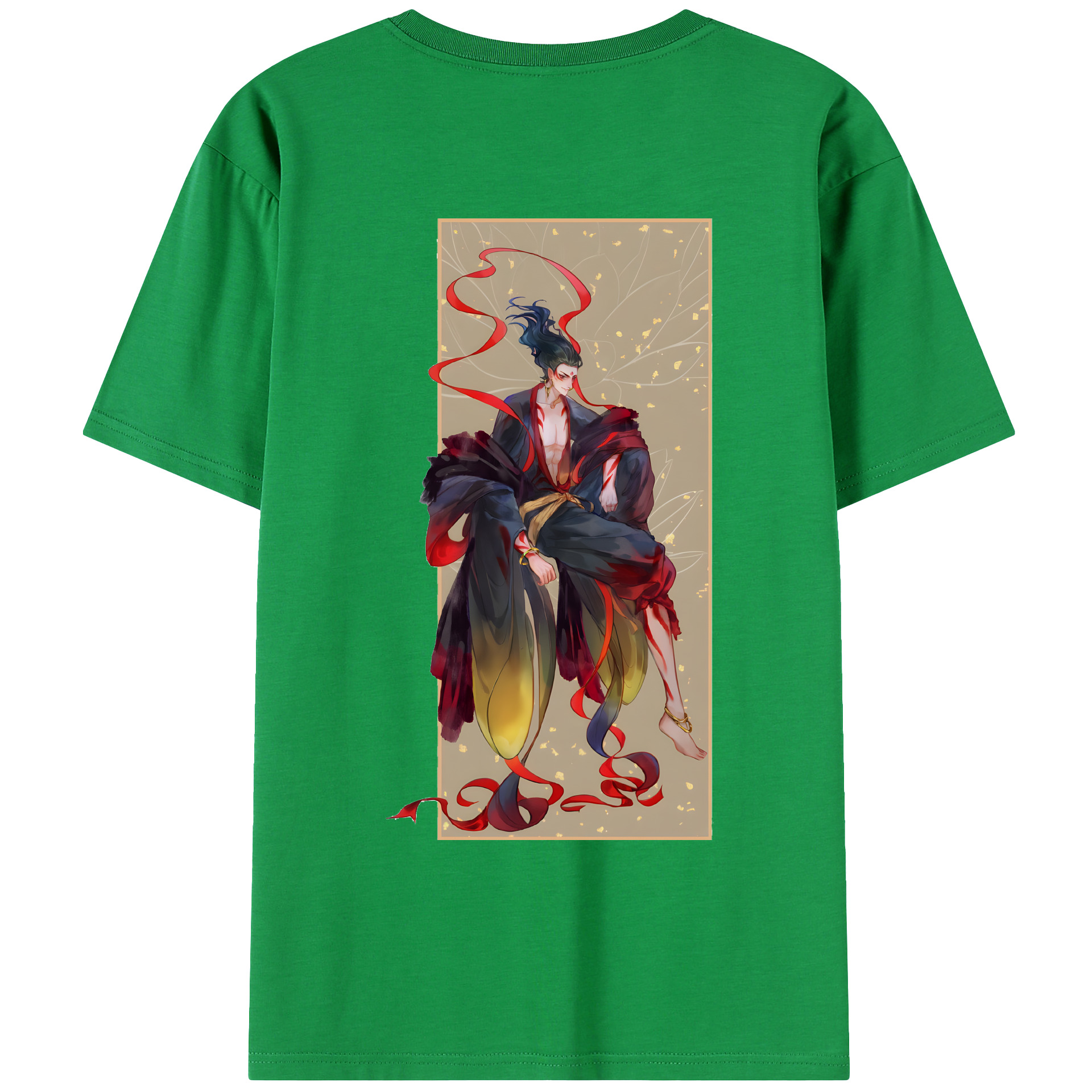 （画像用） Ne Zha 2 ナタ 魔童の大暴れ 綿100％ メンズ半袖Tシャツ（バックプリント） 通気性