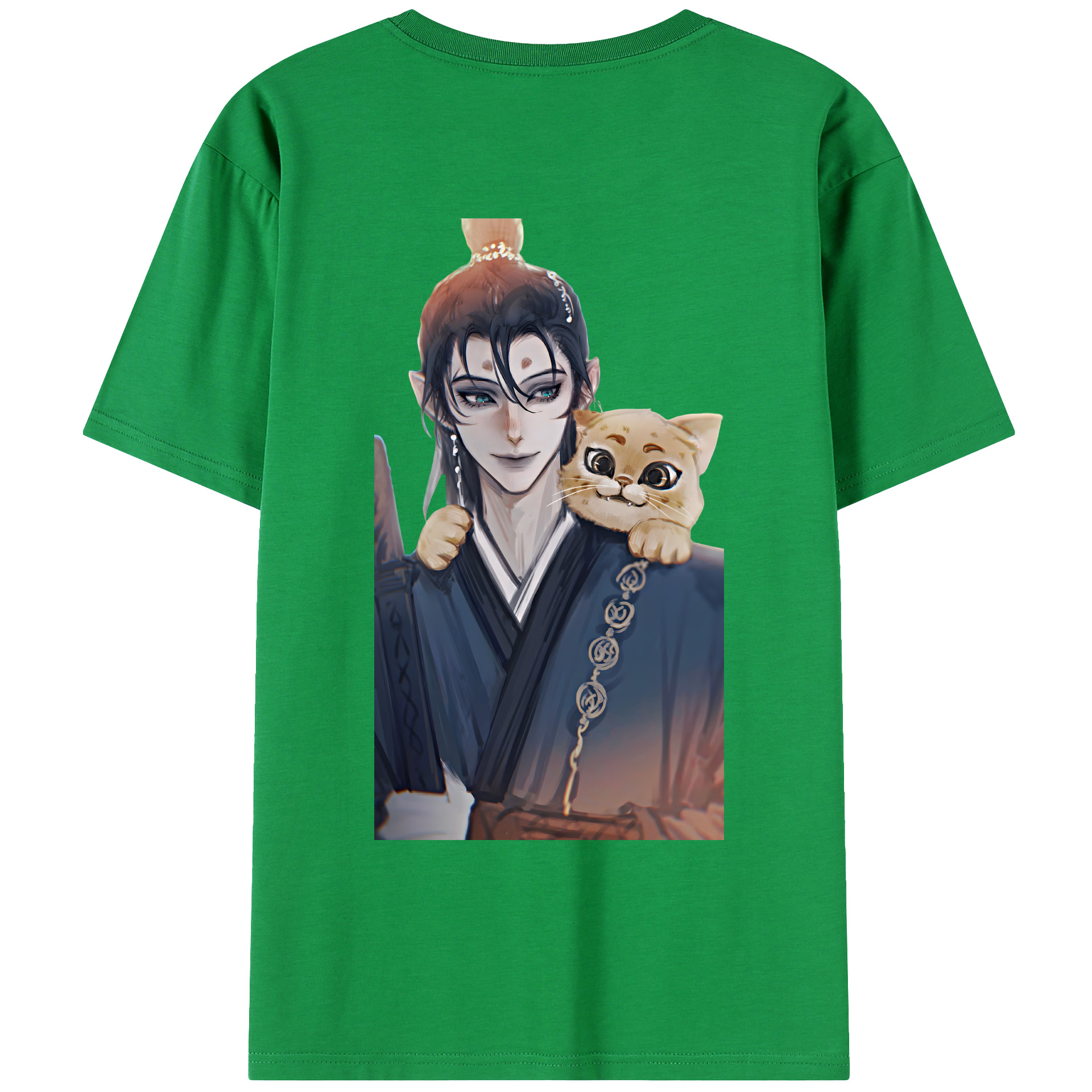 （画像用） Ne Zha 2 ナタ 魔童の大暴れ 綿100％ メンズ半袖Tシャツ（バックプリント） 通気性
