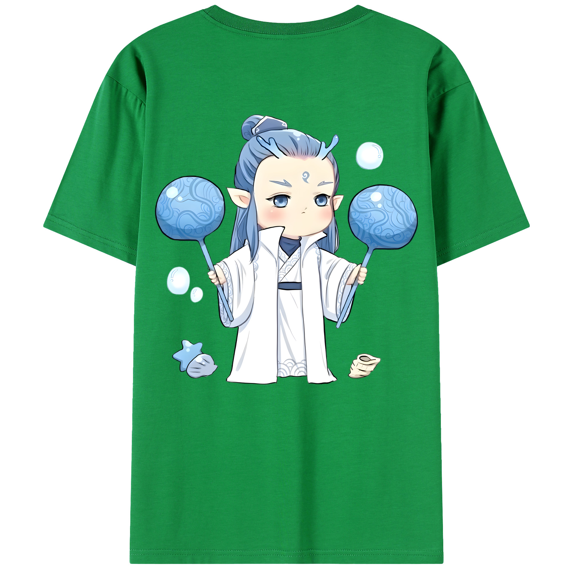 （画像用） Ne Zha 2 ナタ 魔童の大暴れ 綿100％ メンズ半袖Tシャツ（バックプリント） 通気性