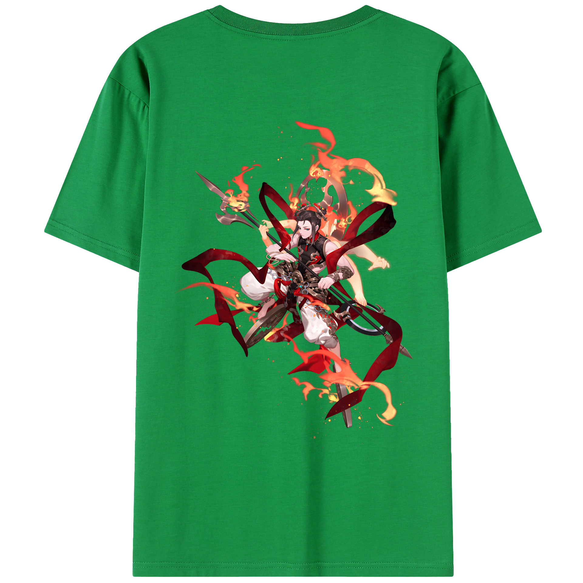 （画像用） Ne Zha 2 ナタ 魔童の大暴れ 綿100％ メンズ半袖Tシャツ（バックプリント） 通気性