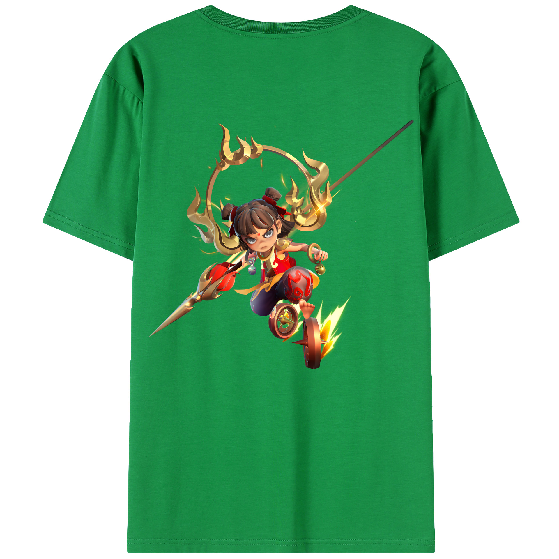 （画像用） Ne Zha 2 ナタ 魔童の大暴れ 綿100％ メンズ半袖Tシャツ（バックプリント） 通気性