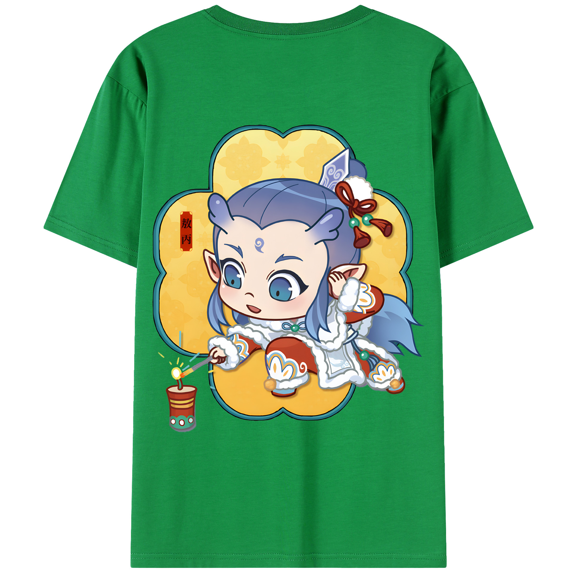 （画像用） Ne Zha 2 ナタ 魔童の大暴れ 綿100％ メンズ半袖Tシャツ（バックプリント） 通気性