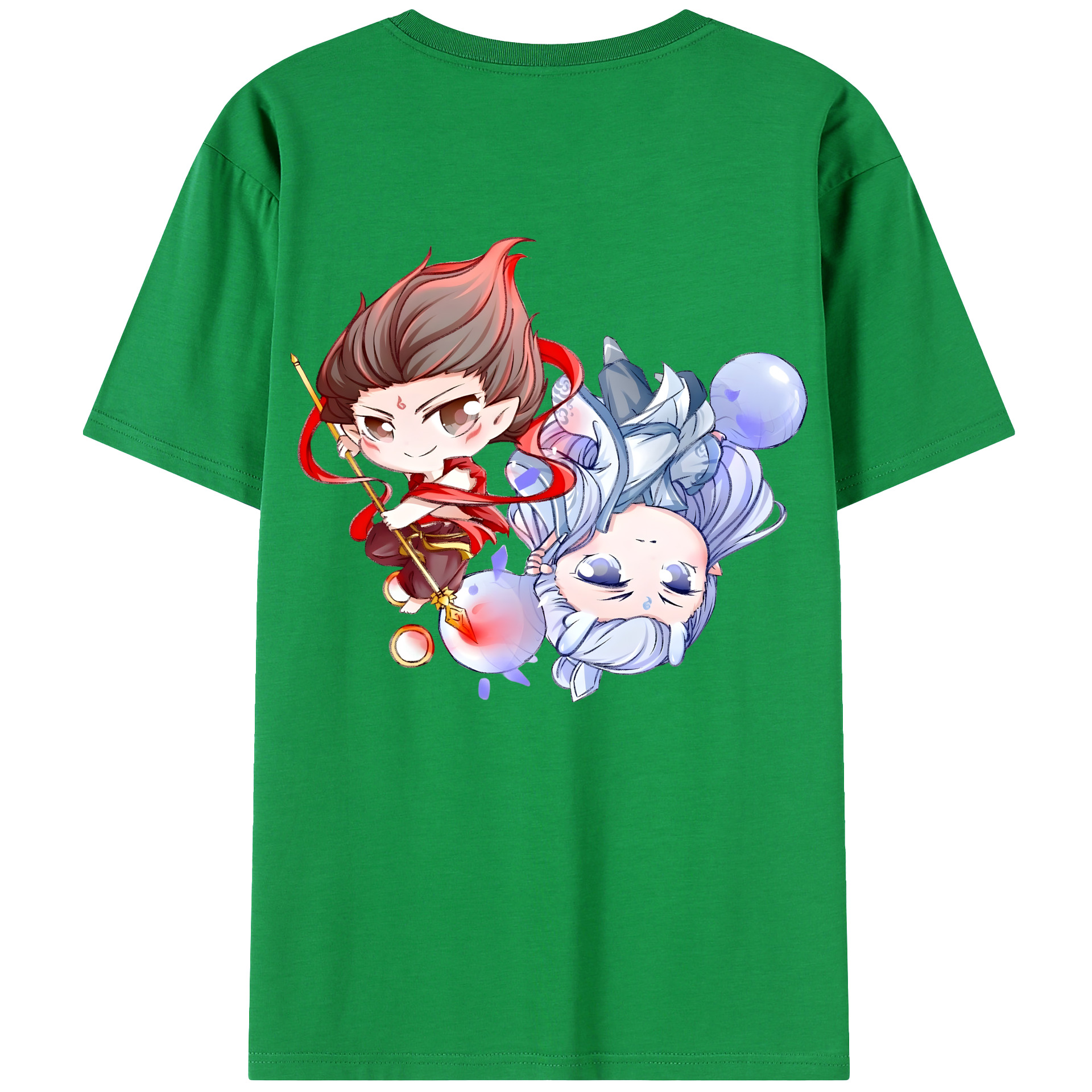 （画像用） Ne Zha 2 ナタ 魔童の大暴れ 綿100％ メンズ半袖Tシャツ（バックプリント） 通気性