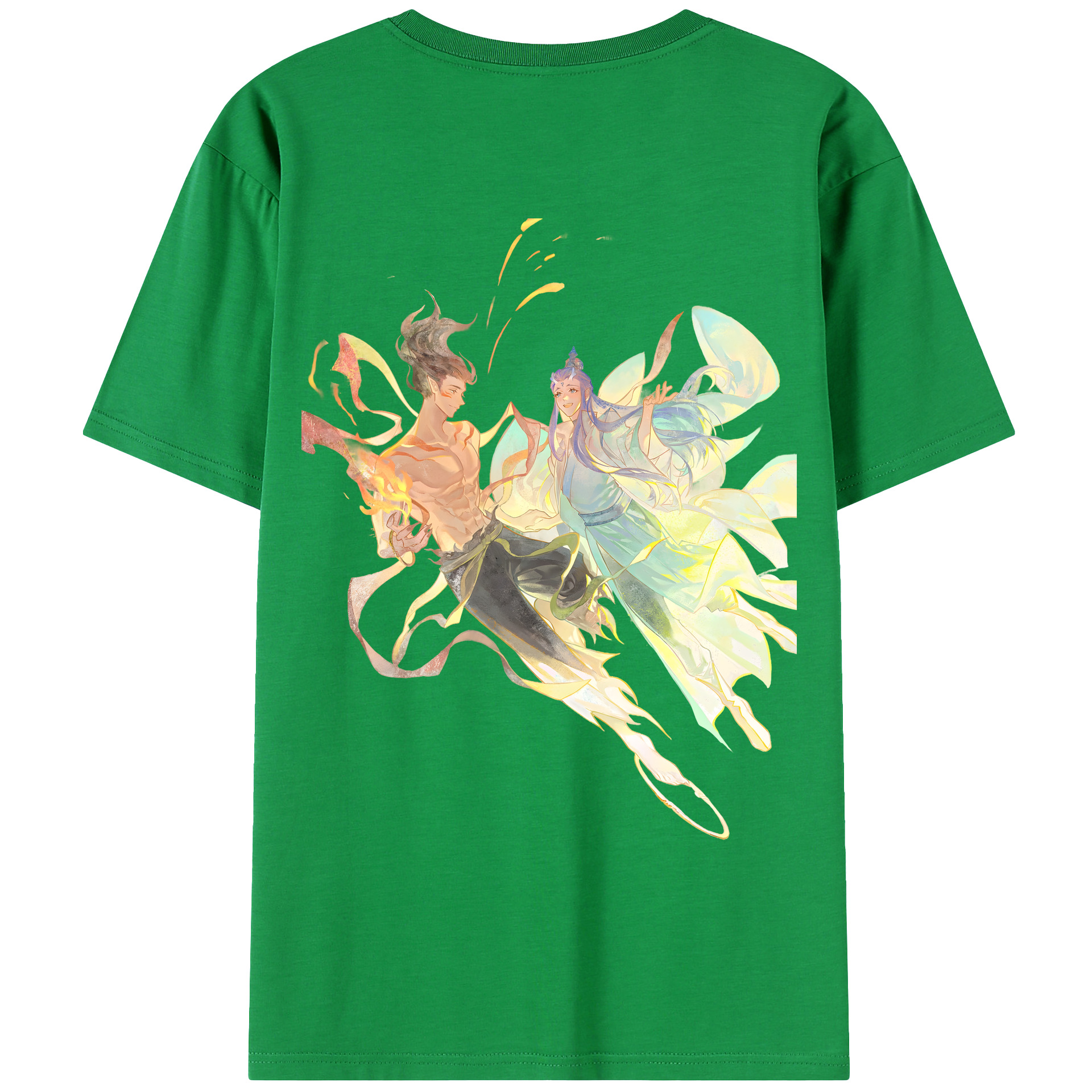 （画像用） Ne Zha 2 ナタ 魔童の大暴れ 綿100％ メンズ半袖Tシャツ（バックプリント） 通気性