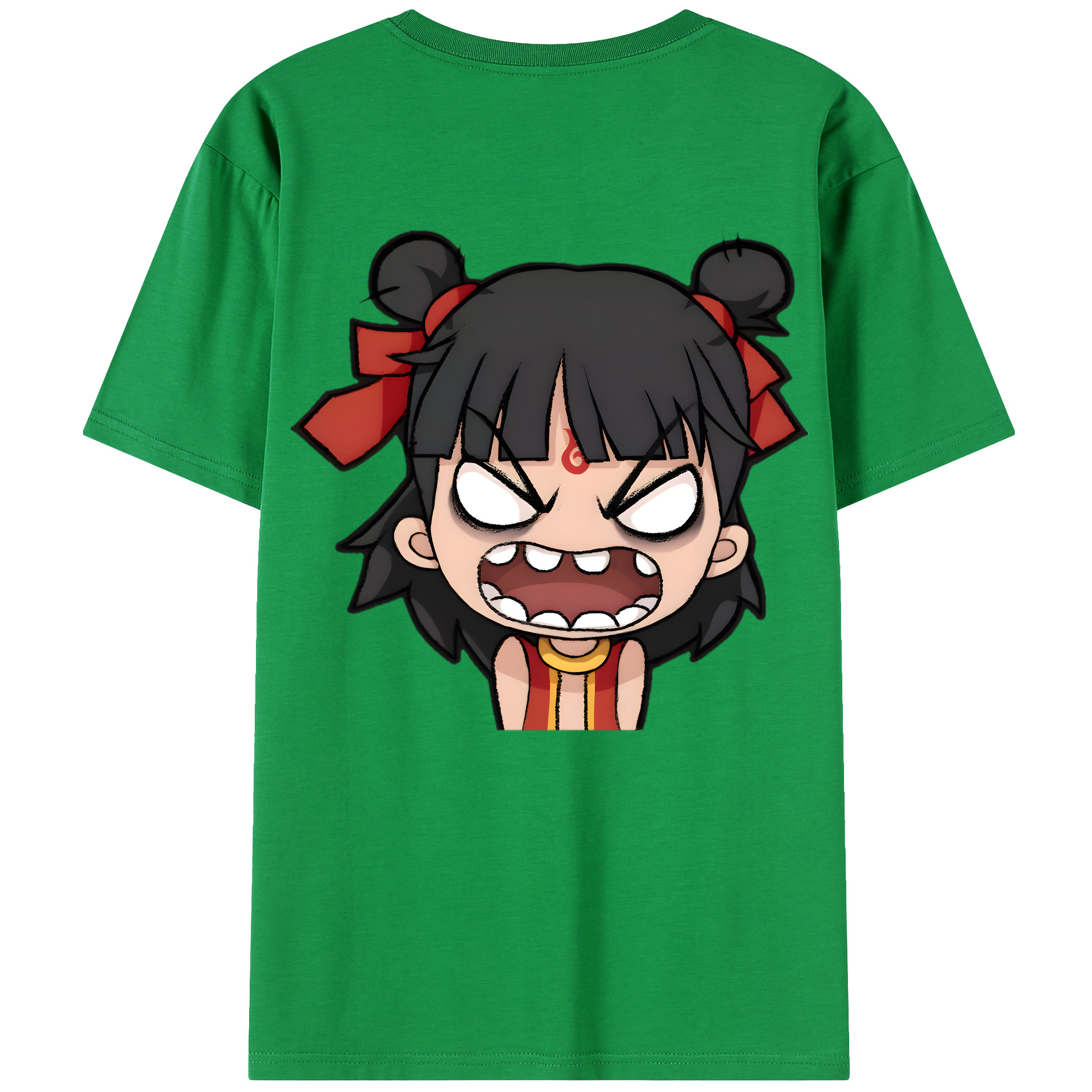 （画像用） Ne Zha 2 ナタ 魔童の大暴れ 綿100％ メンズ半袖Tシャツ（バックプリント） 通気性