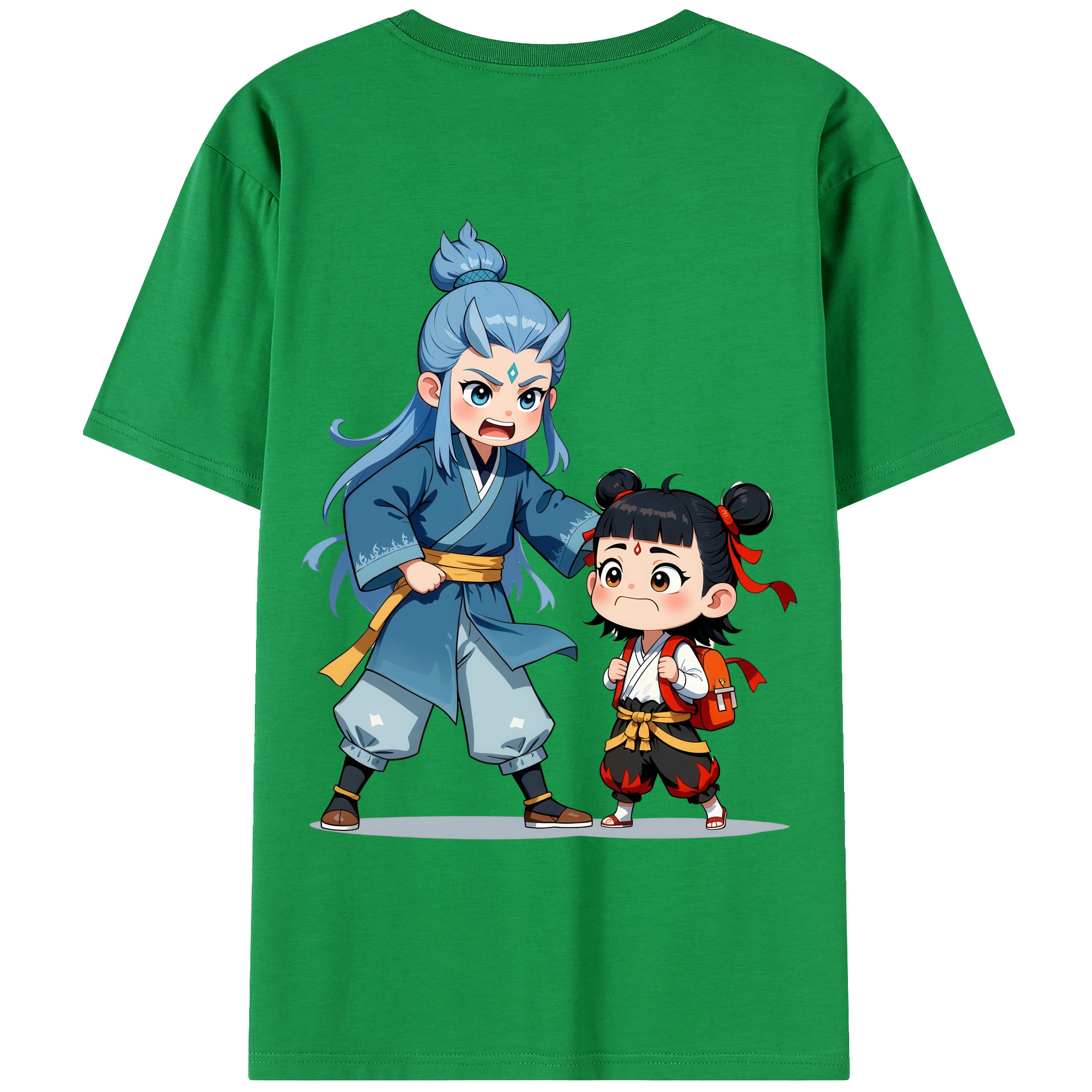 （画像用） Ne Zha 2 ナタ 魔童の大暴れ 綿100％ メンズ半袖Tシャツ（バックプリント） 通気性