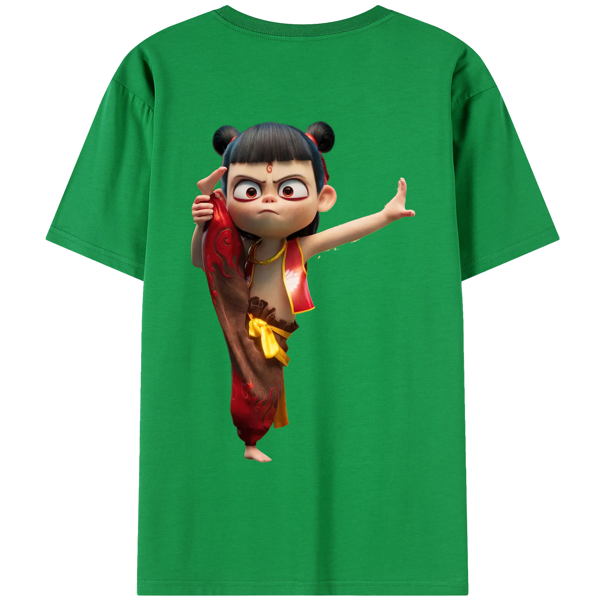 （画像用） Ne Zha 2 ナタ 魔童の大暴れ 綿100％ メンズ半袖Tシャツ（バックプリント） 通気性