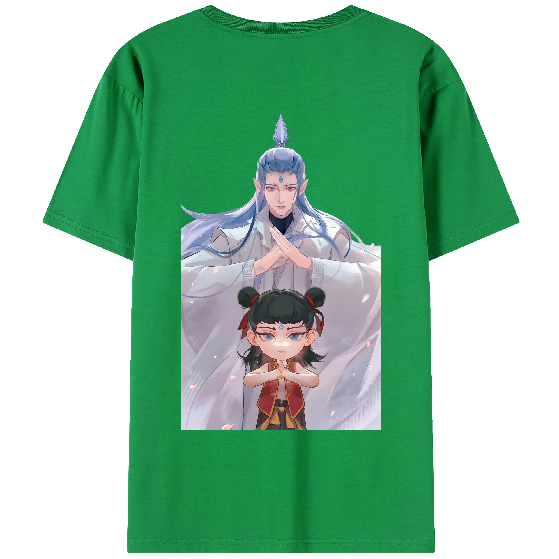 （画像用） Ne Zha 2 ナタ 魔童の大暴れ 綿100％ メンズ半袖Tシャツ（バックプリント） 通気性