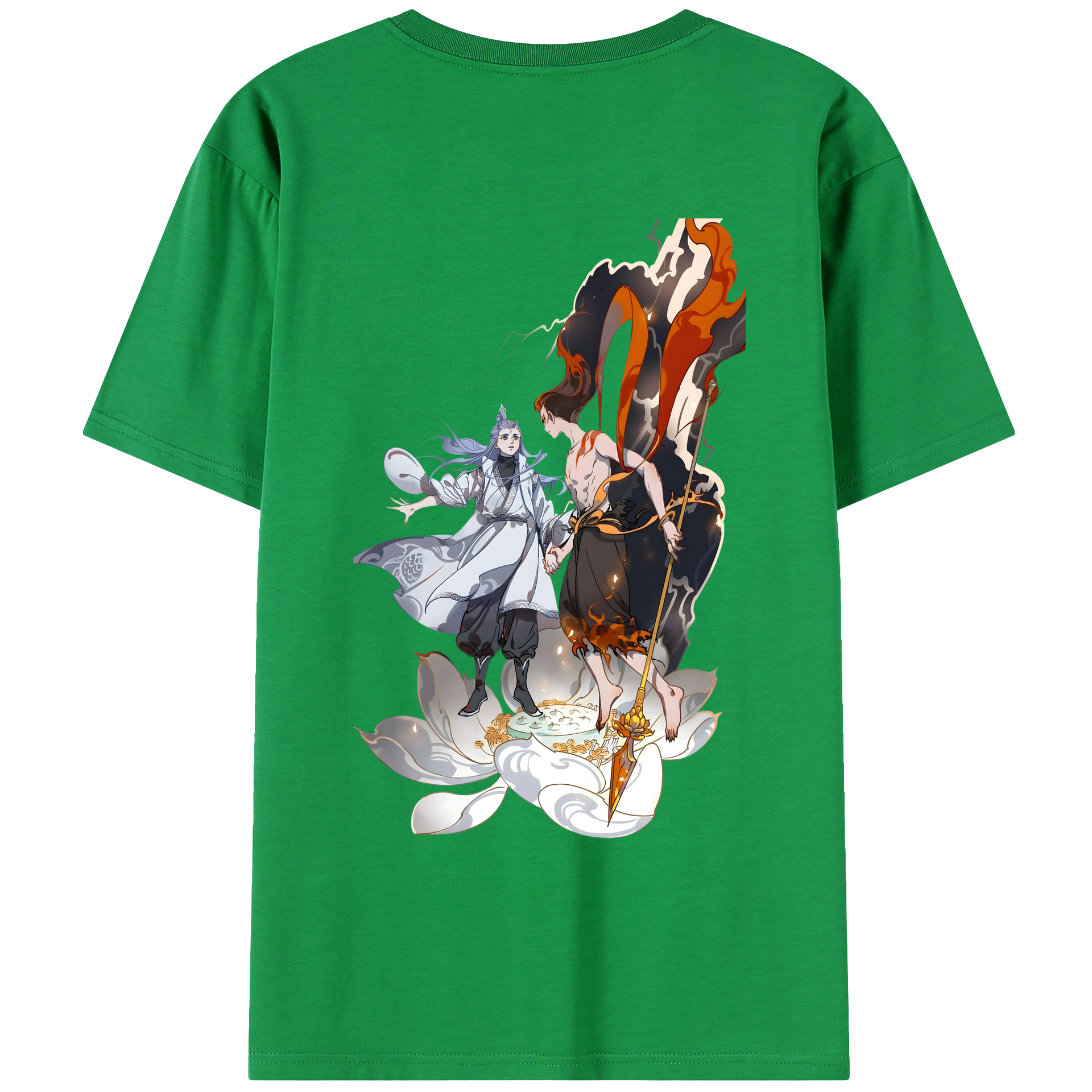（画像用） Ne Zha 2 ナタ 魔童の大暴れ 綿100％ メンズ半袖Tシャツ（バックプリント） 通気性