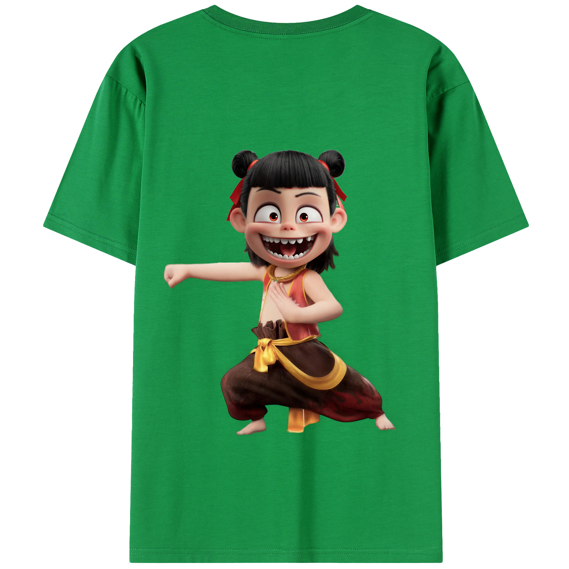 （画像用） Ne Zha 2 ナタ 魔童の大暴れ 綿100％ メンズ半袖Tシャツ（バックプリント） 通気性