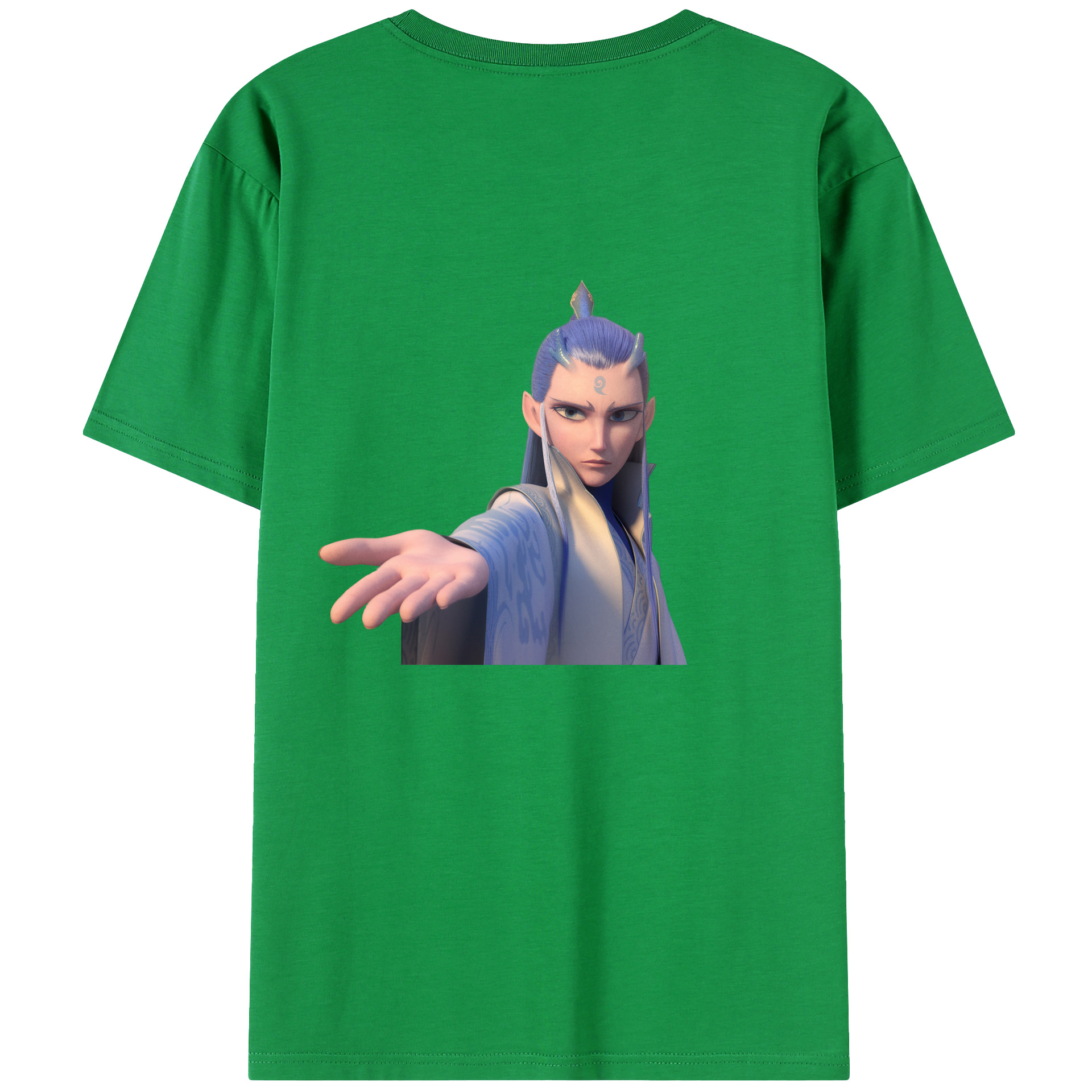 （画像用） Ne Zha 2 ナタ 魔童の大暴れ 綿100％ メンズ半袖Tシャツ（バックプリント） 通気性