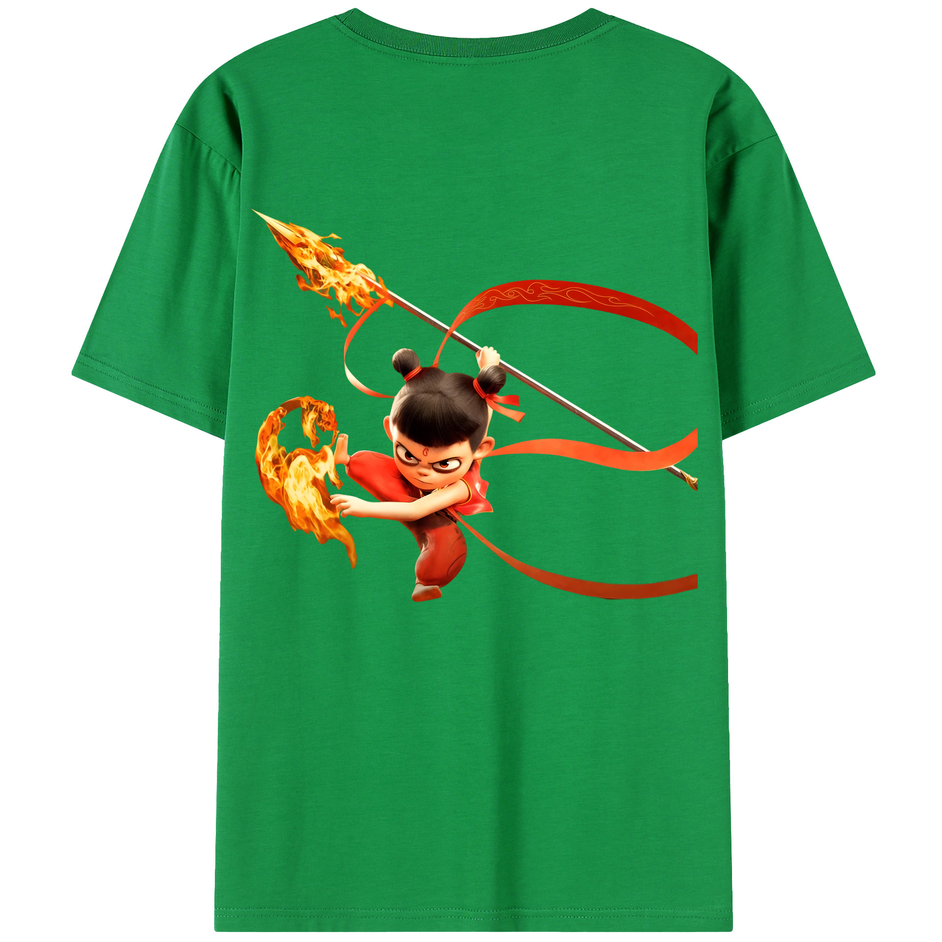 （画像用） Ne Zha 2 ナタ 魔童の大暴れ 綿100％ メンズ半袖Tシャツ（バックプリント） 通気性