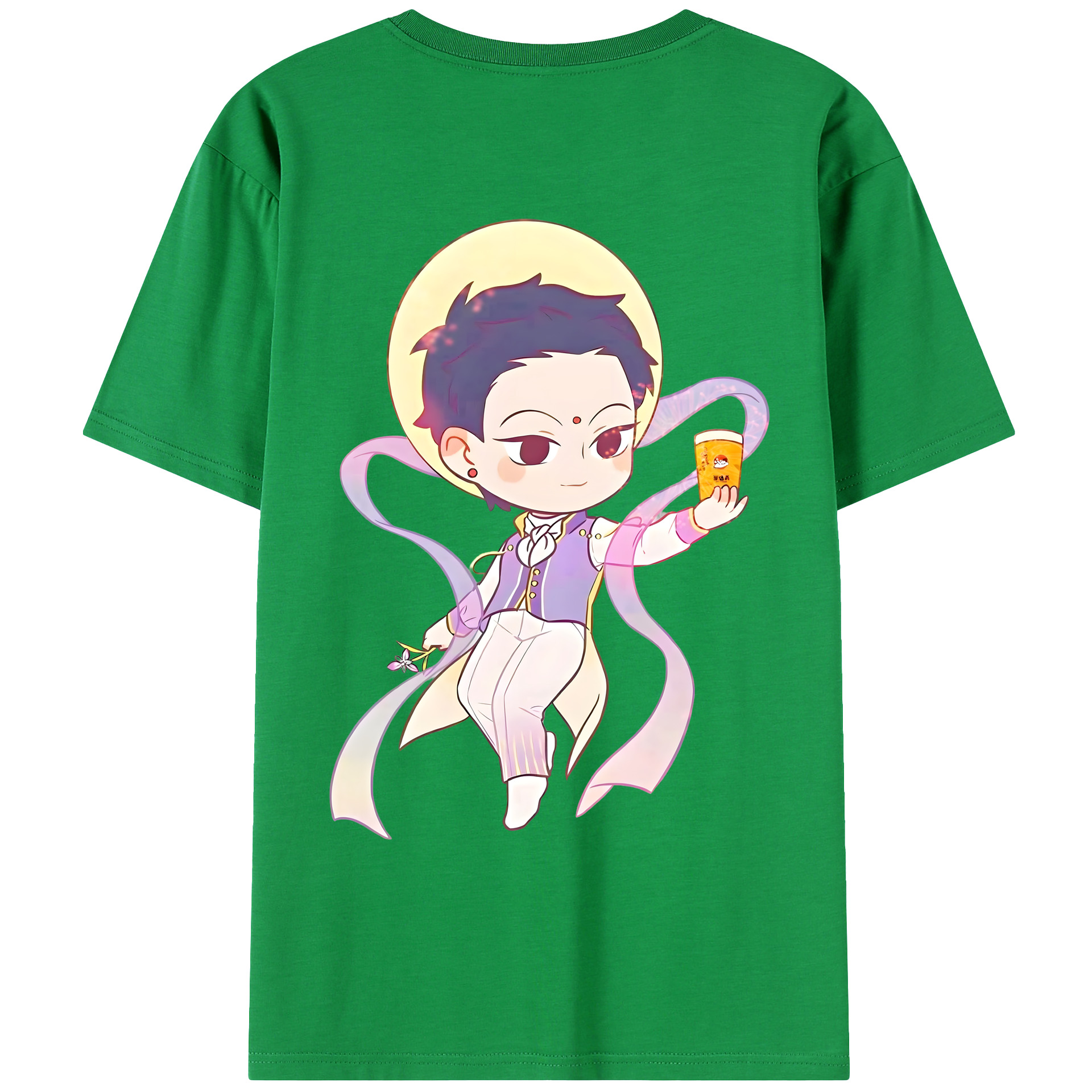 （画像用） Ne Zha 2 ナタ 魔童の大暴れ 綿100％ メンズ半袖Tシャツ（バックプリント） 通気性