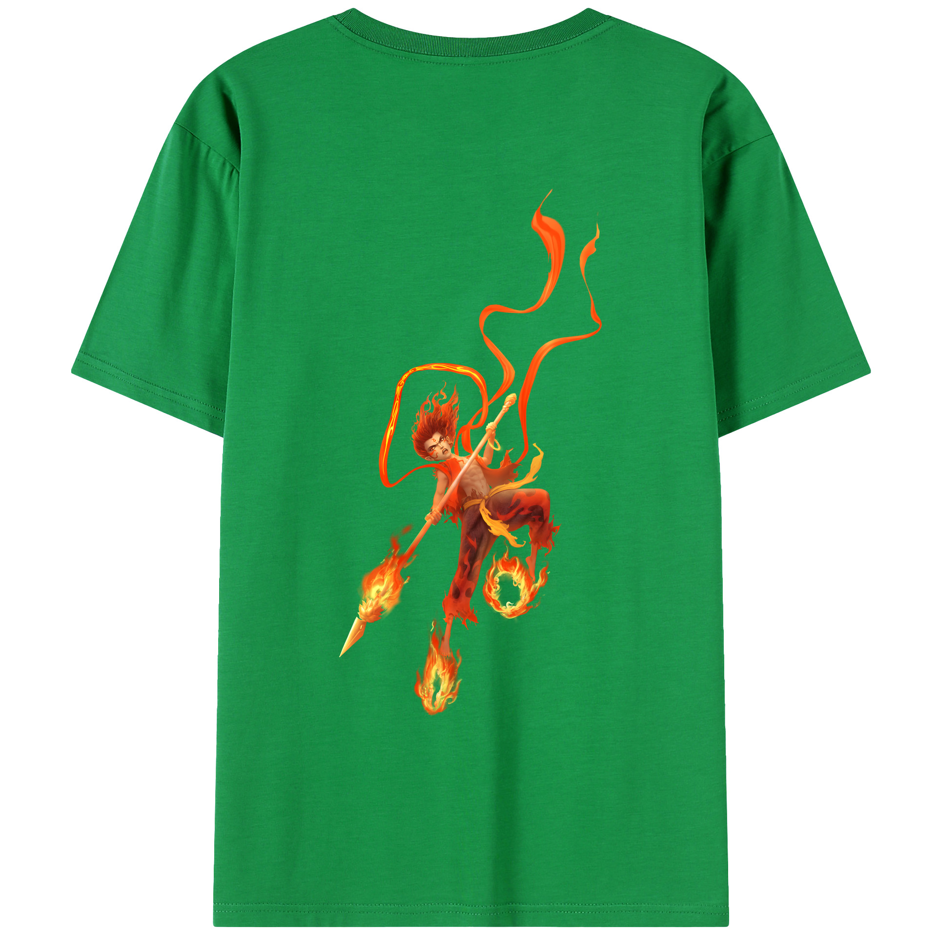 （画像用） Ne Zha 2 ナタ 魔童の大暴れ 綿100％ メンズ半袖Tシャツ（バックプリント） 通気性
