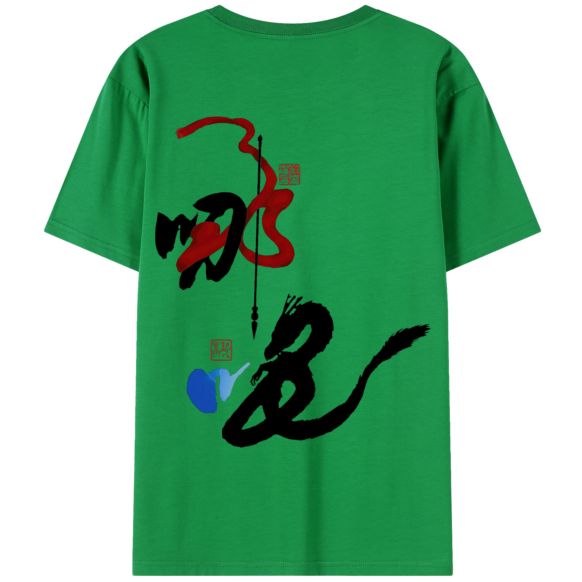 （画像用） Ne Zha 2 ナタ 魔童の大暴れ 綿100％ メンズ半袖Tシャツ（バックプリント） 通気性
