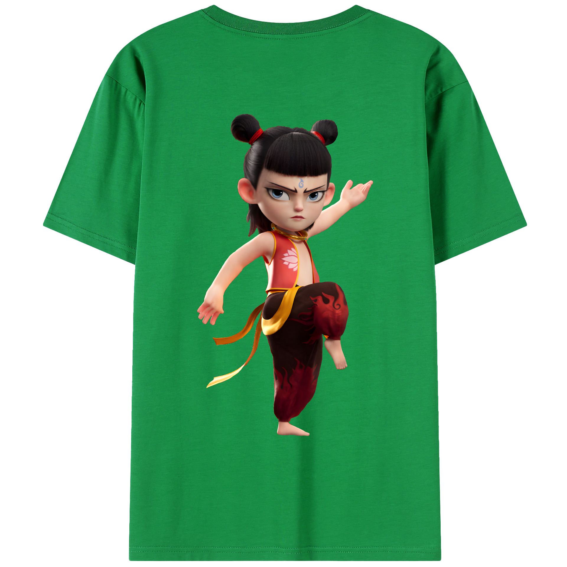 （画像用） Ne Zha 2 ナタ 魔童の大暴れ 綿100％ メンズ半袖Tシャツ（バックプリント） 通気性