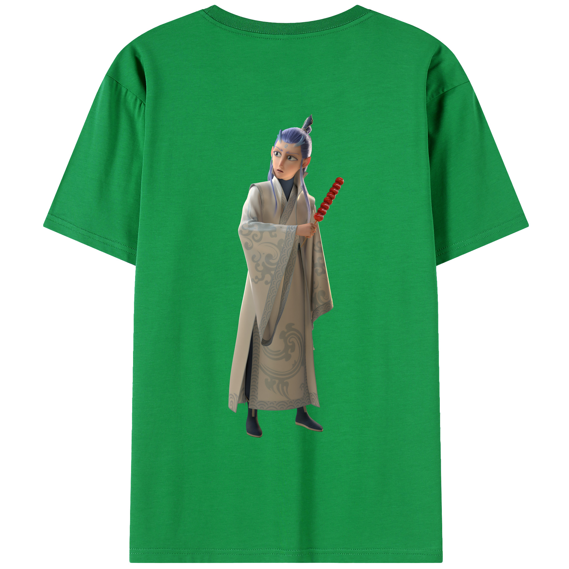 （画像用） Ne Zha 2 ナタ 魔童の大暴れ 綿100％ メンズ半袖Tシャツ（バックプリント） 通気性
