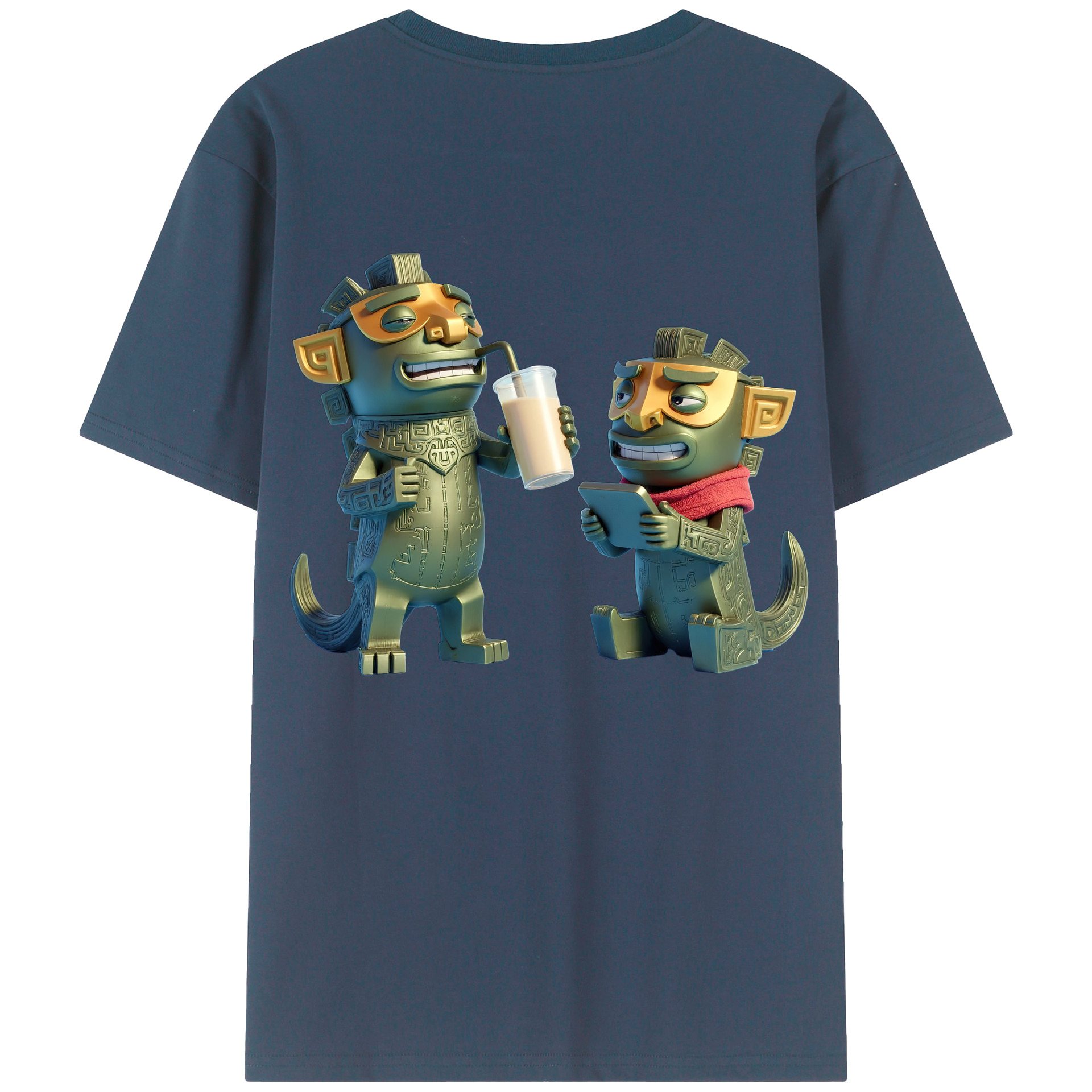 （画像用） Ne Zha 2 ナタ 魔童の大暴れ 綿100％ メンズ半袖Tシャツ（バックプリント） 通気性