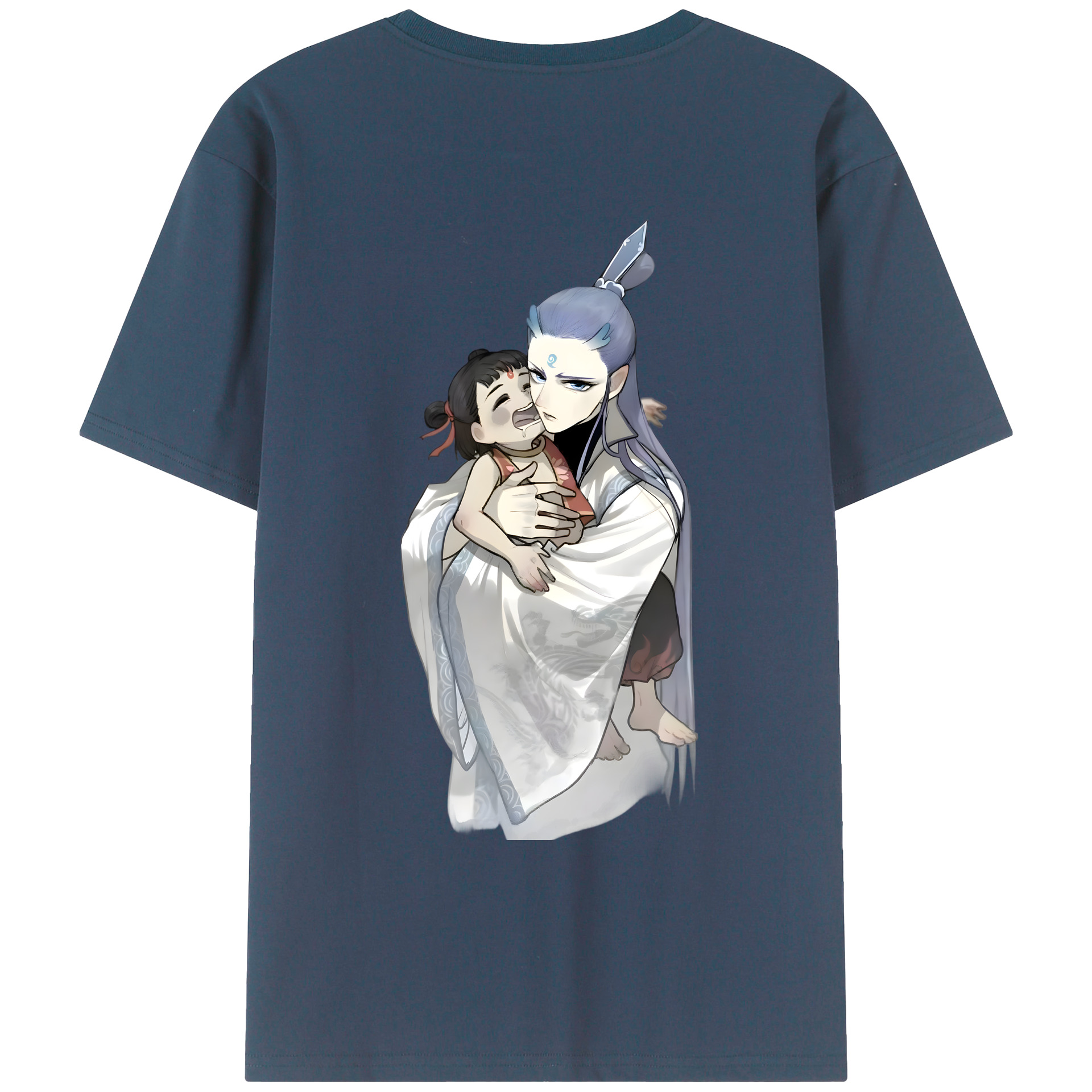（画像用） Ne Zha 2 ナタ 魔童の大暴れ 綿100％ メンズ半袖Tシャツ（バックプリント） 通気性