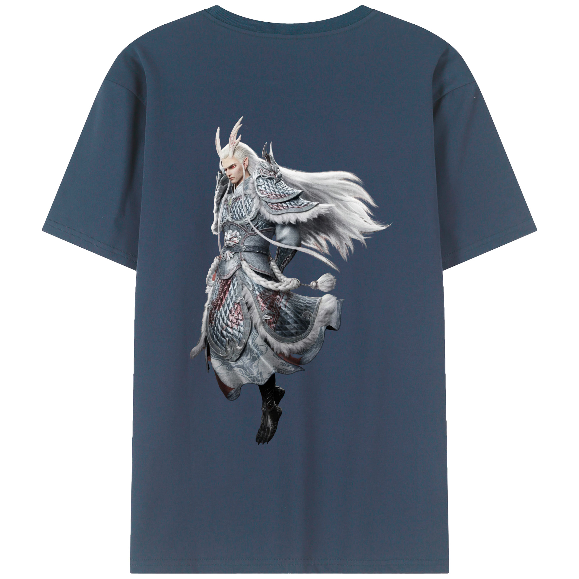 （画像用） Ne Zha 2 ナタ 魔童の大暴れ 綿100％ メンズ半袖Tシャツ（バックプリント） 通気性