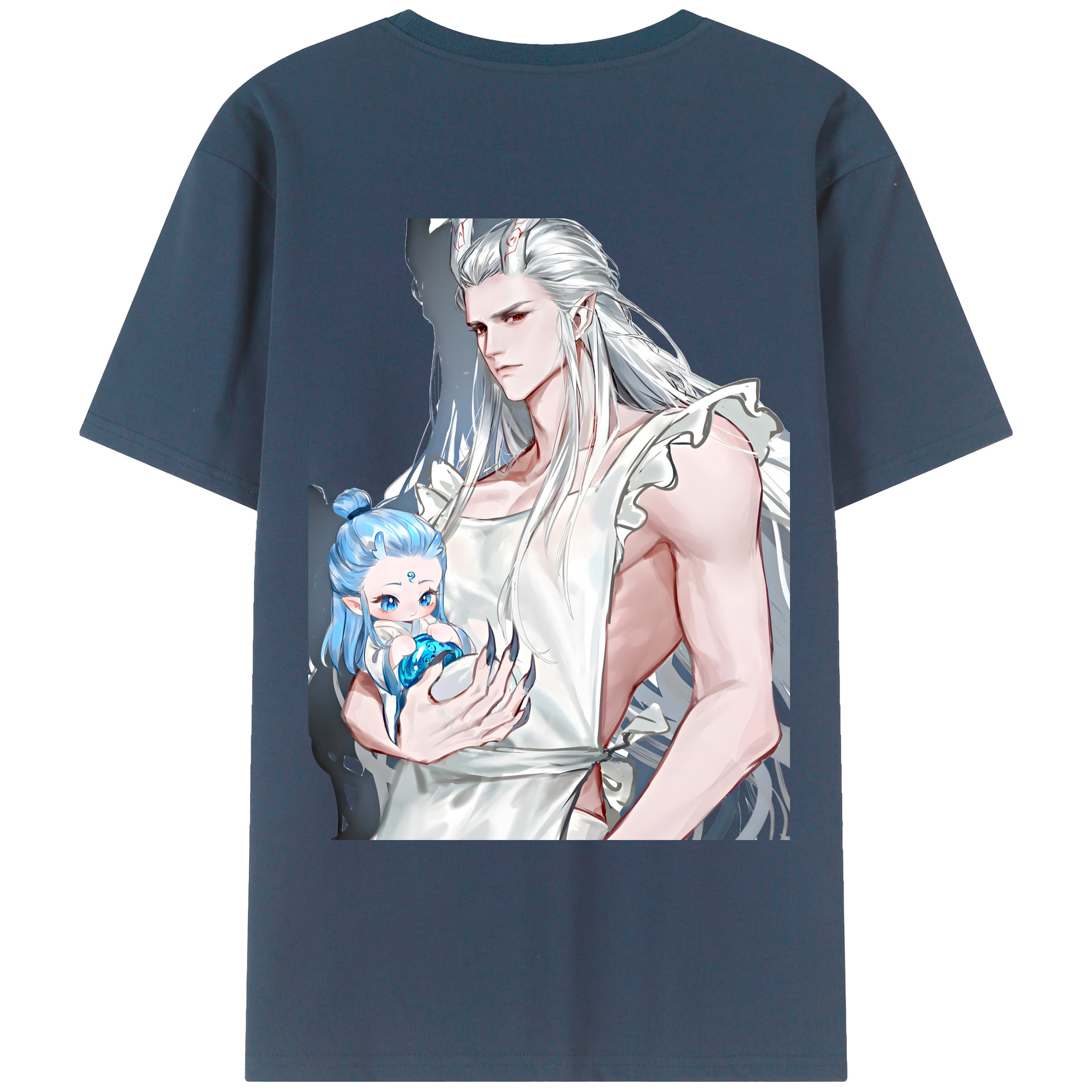 （画像用） Ne Zha 2 ナタ 魔童の大暴れ 綿100％ メンズ半袖Tシャツ（バックプリント） 通気性