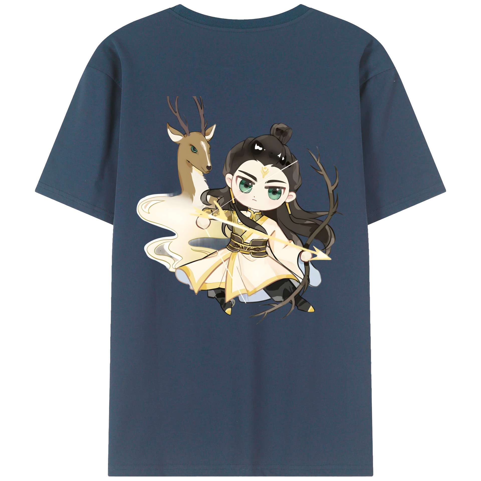 （画像用） Ne Zha 2 ナタ 魔童の大暴れ 綿100％ メンズ半袖Tシャツ（バックプリント） 通気性