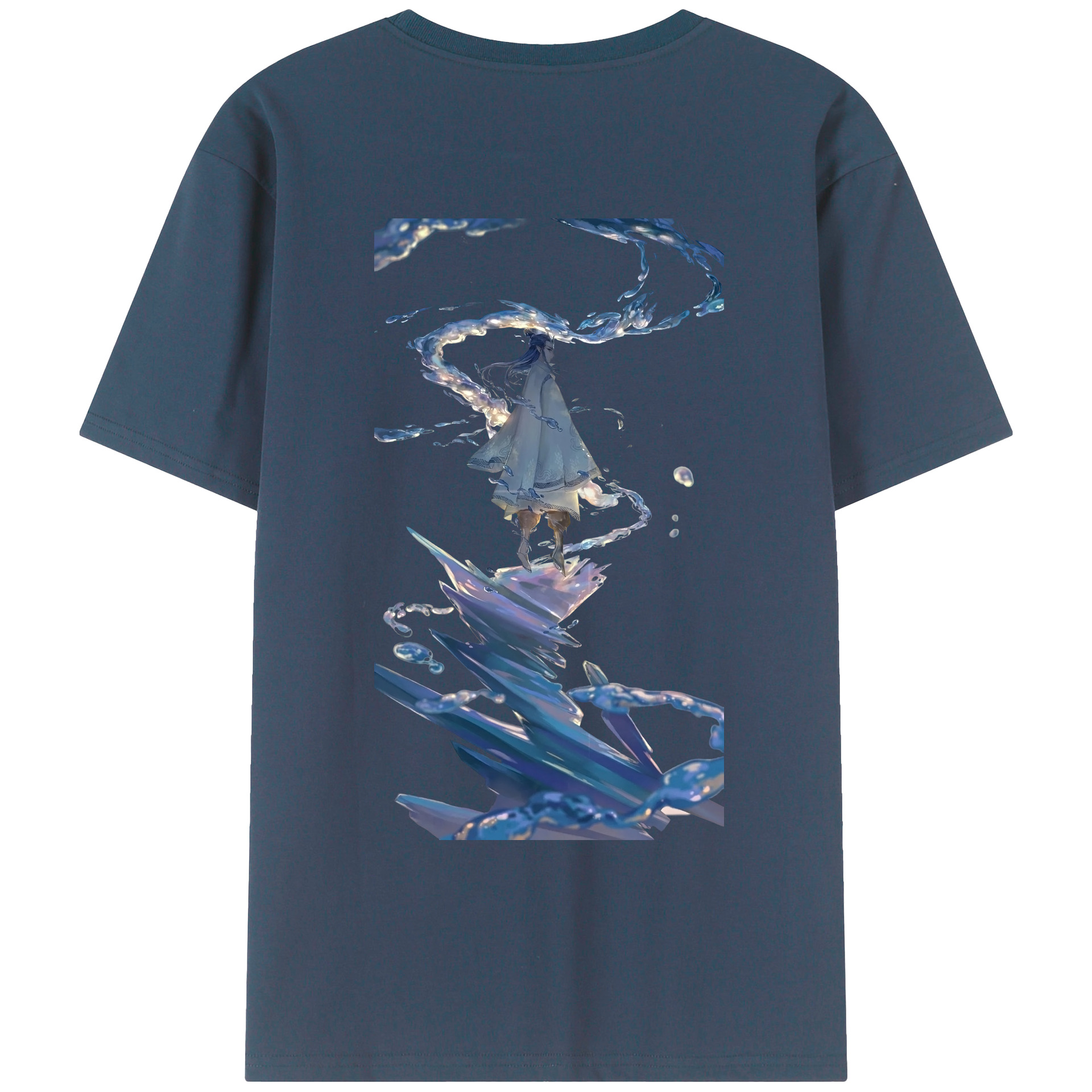 （画像用） Ne Zha 2 ナタ 魔童の大暴れ 綿100％ メンズ半袖Tシャツ（バックプリント） 通気性