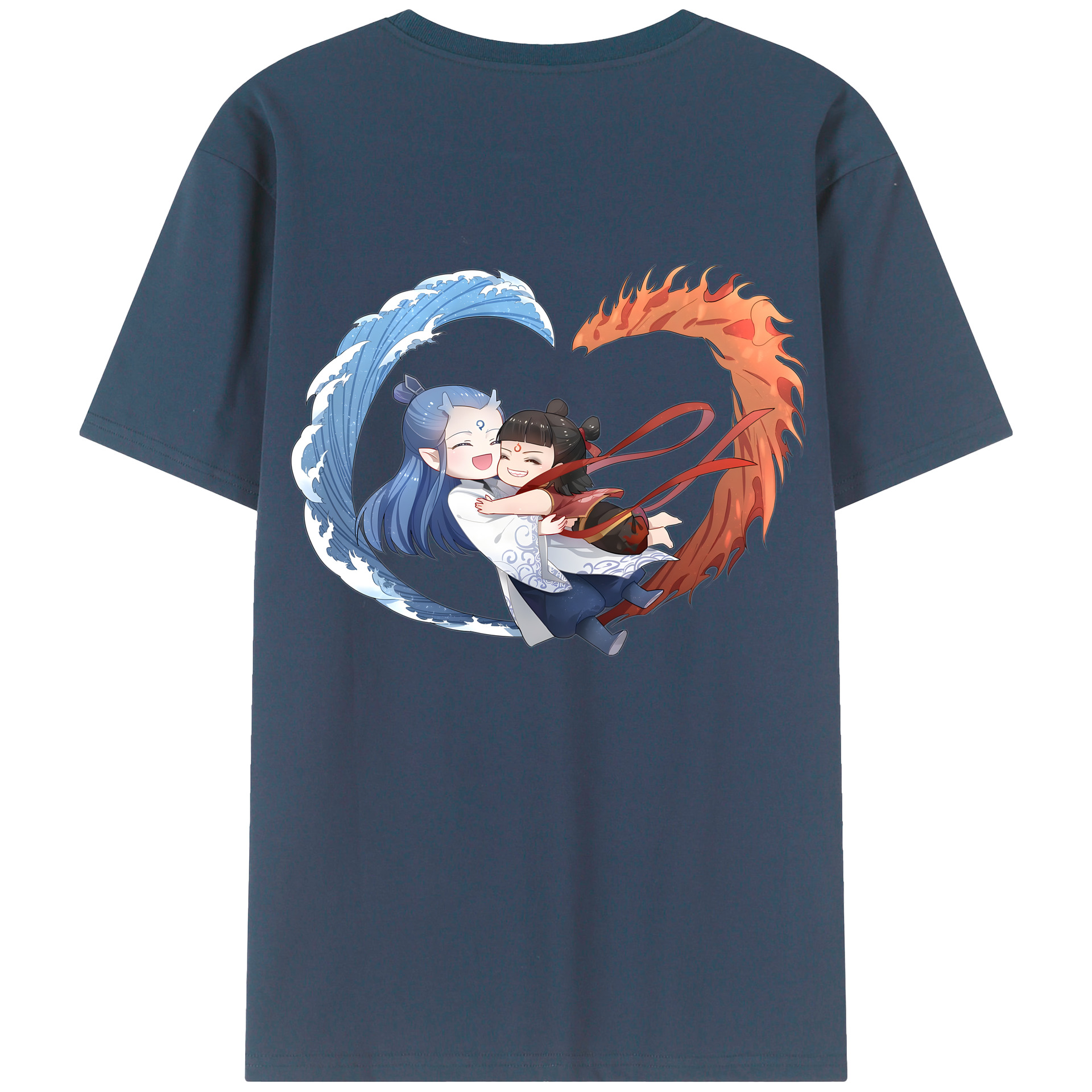 （画像用） Ne Zha 2 ナタ 魔童の大暴れ 綿100％ メンズ半袖Tシャツ（バックプリント） 通気性