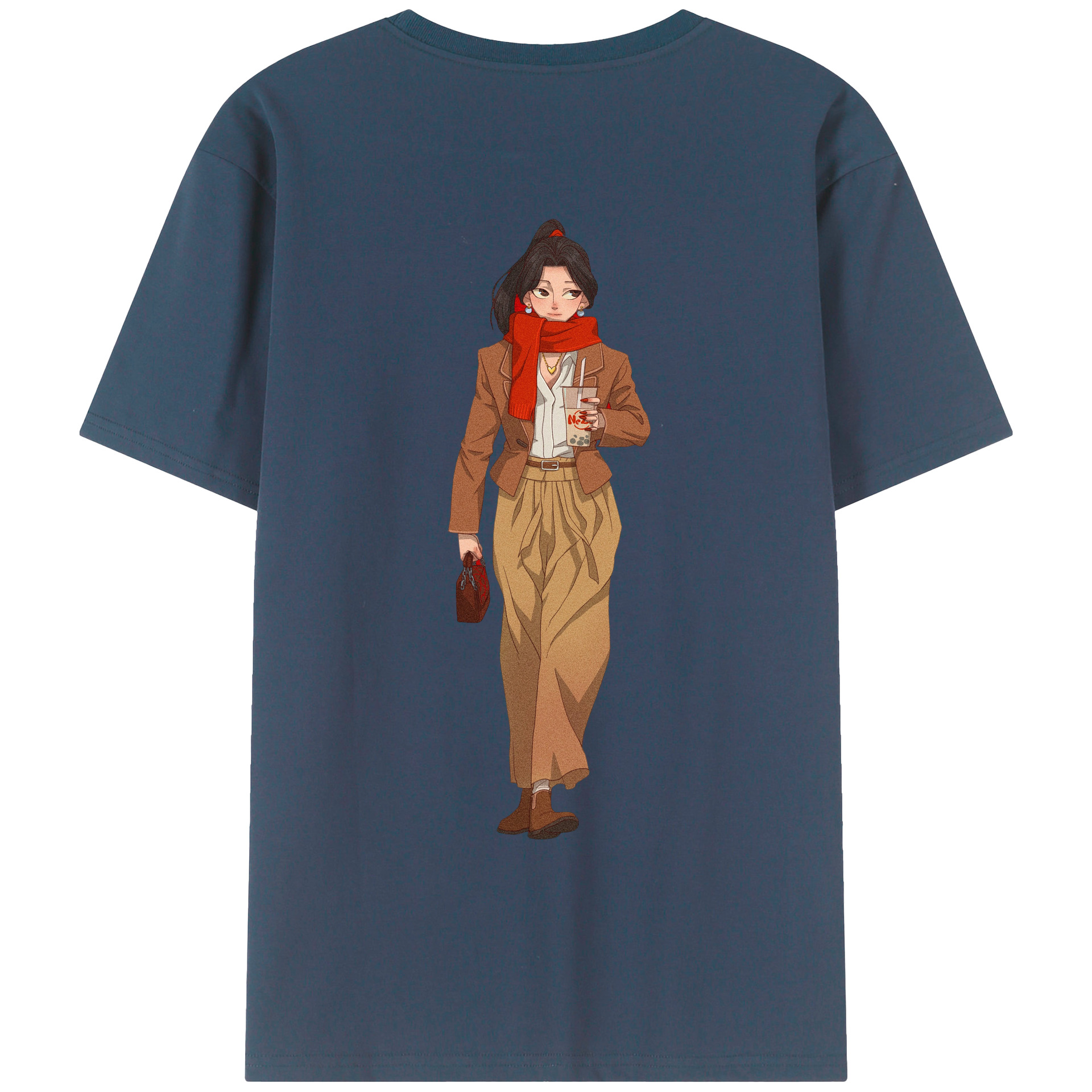 （画像用） Ne Zha 2 ナタ 魔童の大暴れ 綿100％ メンズ半袖Tシャツ（バックプリント） 通気性