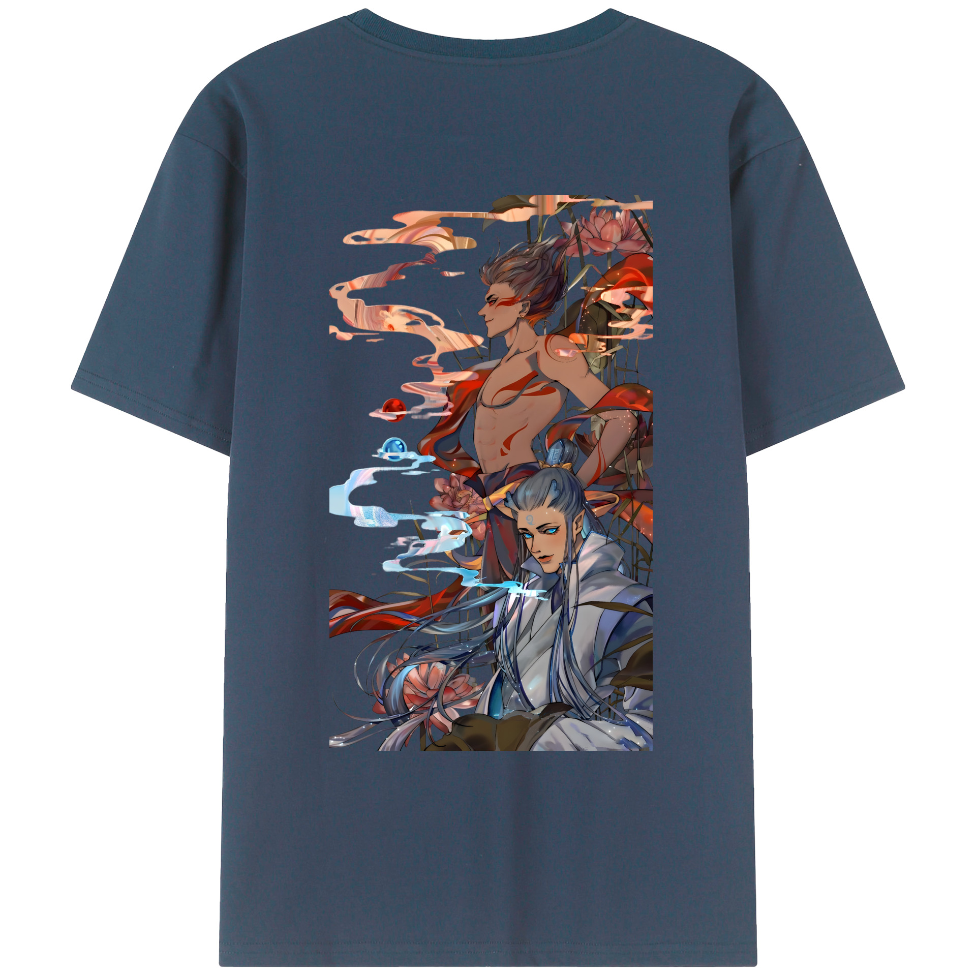 （画像用） Ne Zha 2 ナタ 魔童の大暴れ 綿100％ メンズ半袖Tシャツ（バックプリント） 通気性