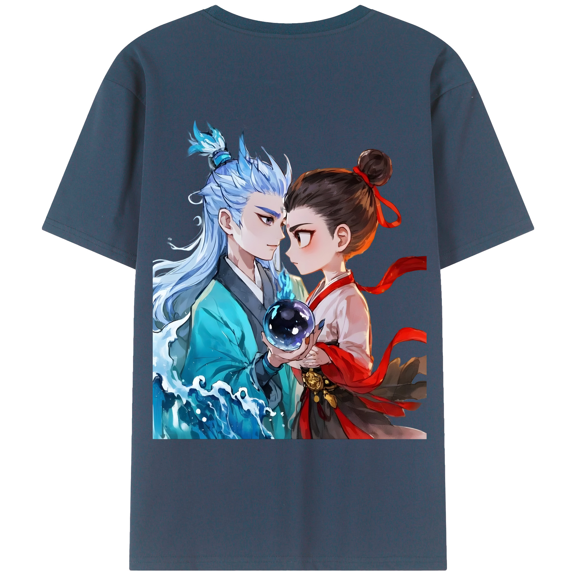 （画像用） Ne Zha 2 ナタ 魔童の大暴れ 綿100％ メンズ半袖Tシャツ（バックプリント） 通気性