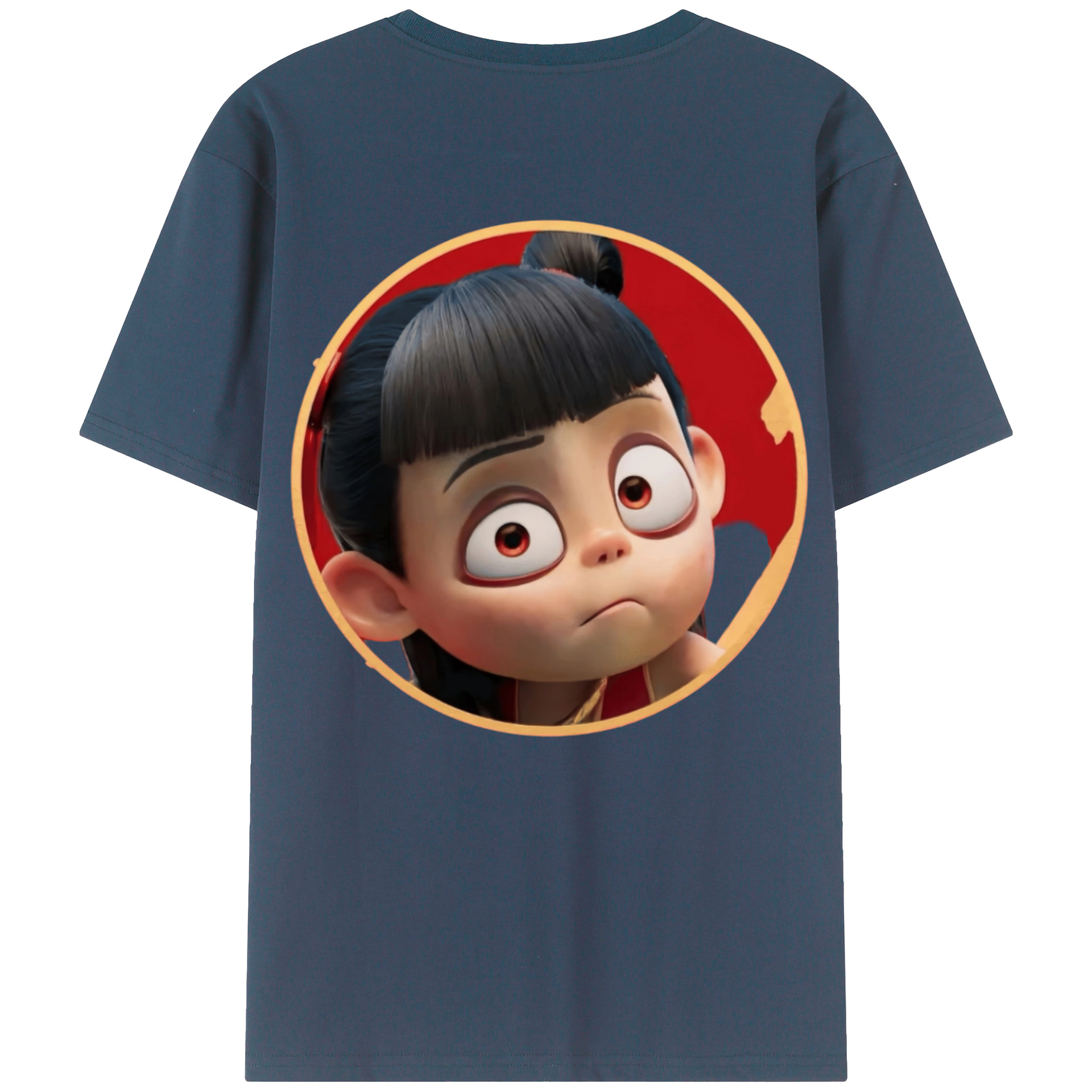 （画像用） Ne Zha 2 ナタ 魔童の大暴れ 綿100％ メンズ半袖Tシャツ（バックプリント） 通気性