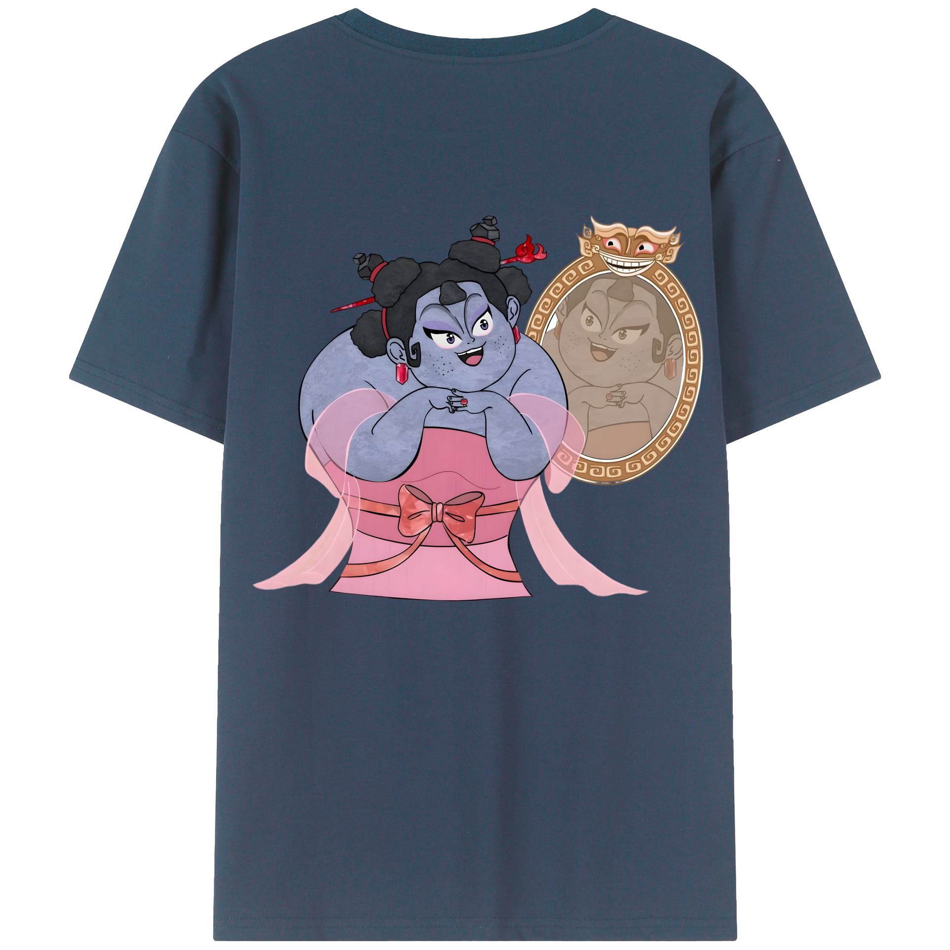 （画像用） Ne Zha 2 ナタ 魔童の大暴れ 綿100％ メンズ半袖Tシャツ（バックプリント） 通気性