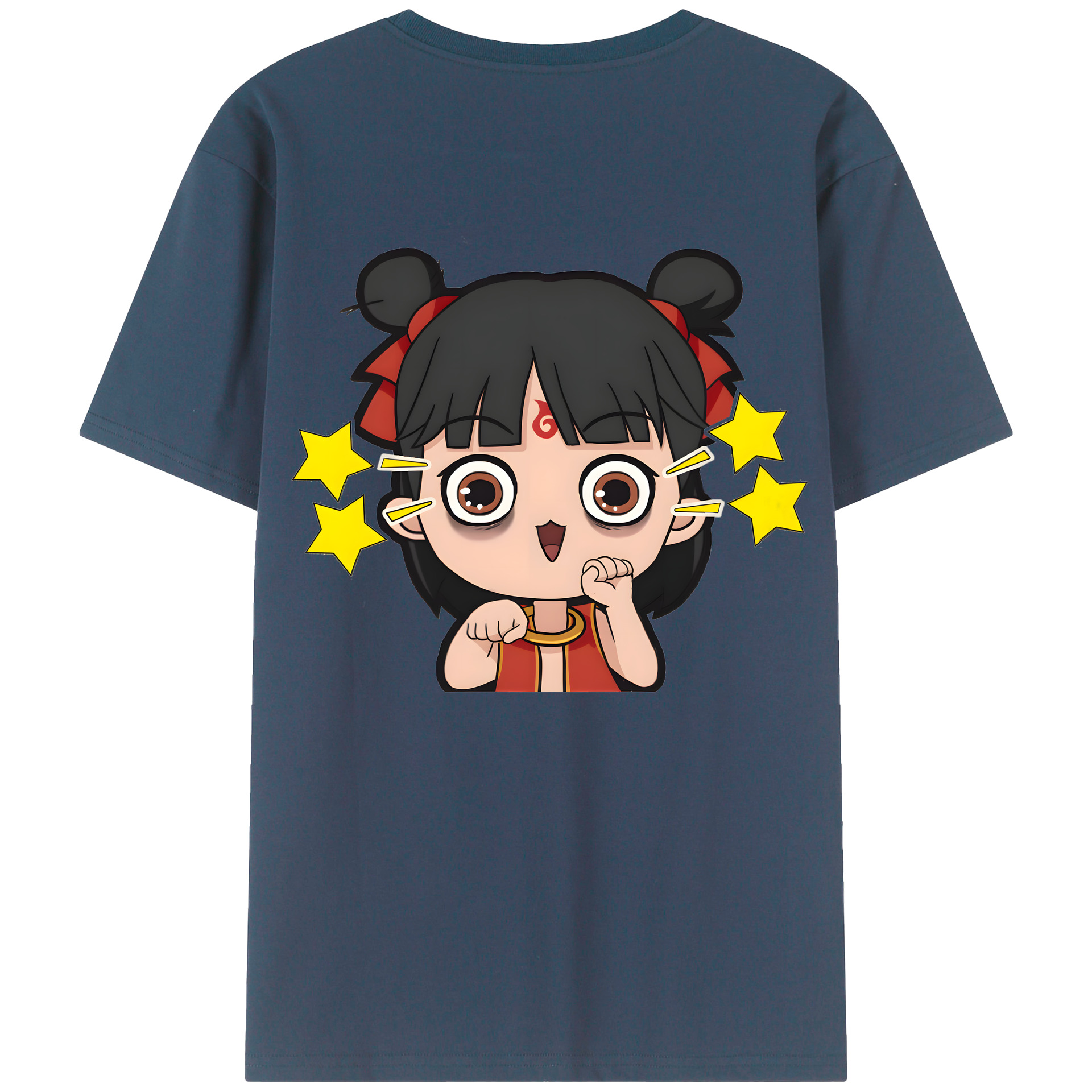 （画像用） Ne Zha 2 ナタ 魔童の大暴れ 綿100％ メンズ半袖Tシャツ（バックプリント） 通気性