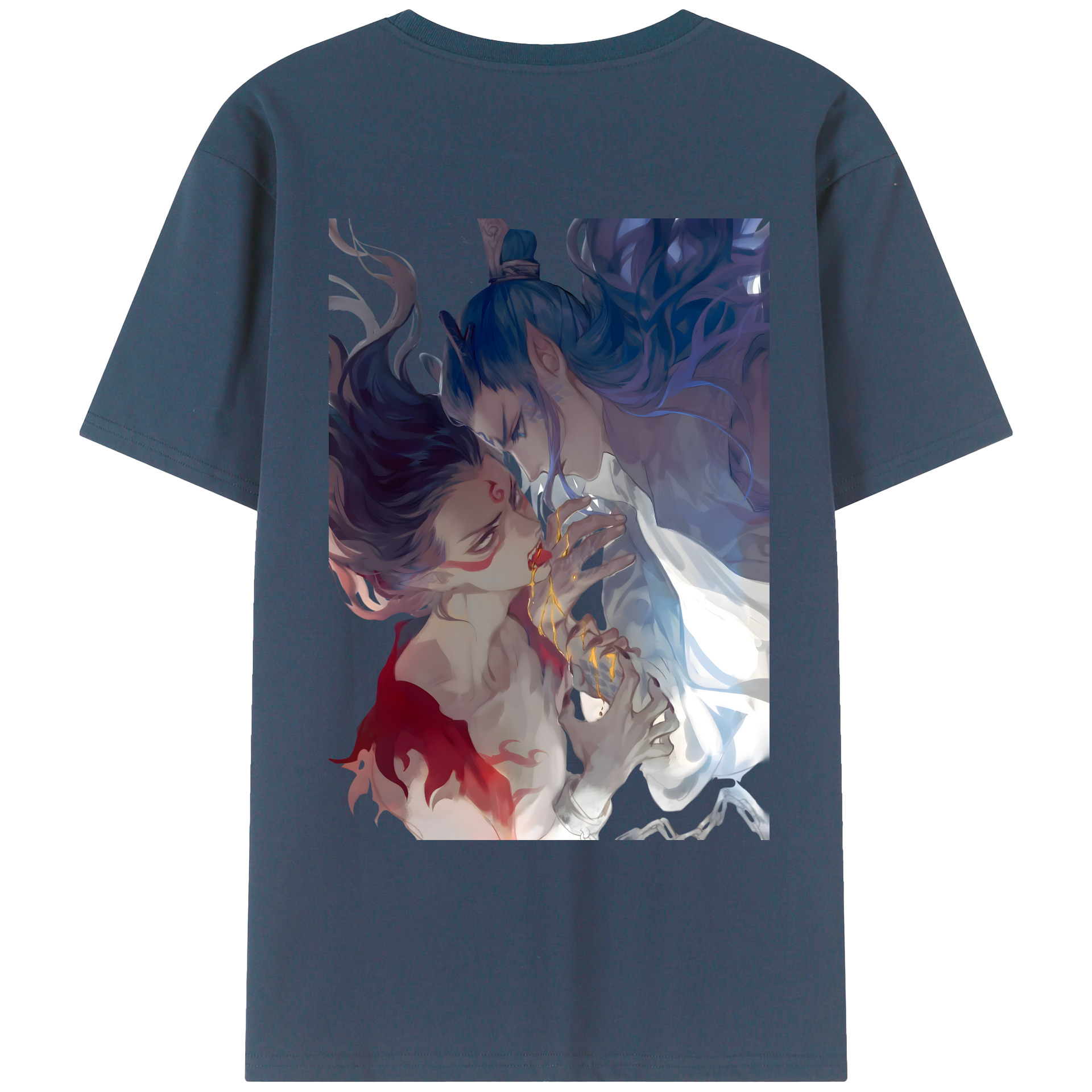 （画像用） Ne Zha 2 ナタ 魔童の大暴れ 綿100％ メンズ半袖Tシャツ（バックプリント） 通気性