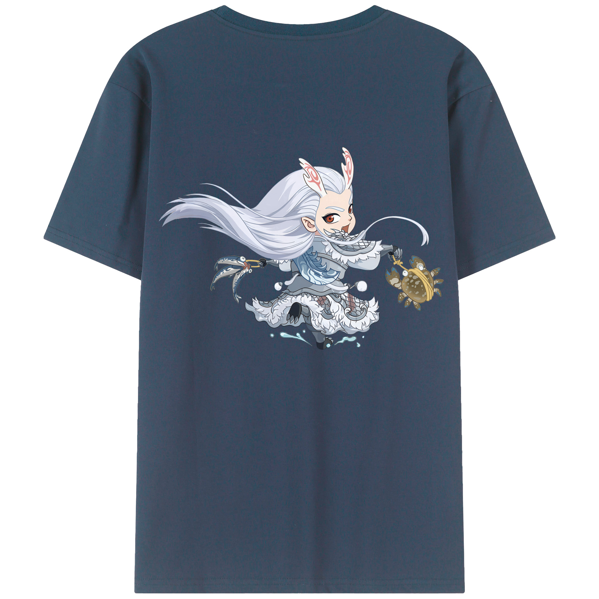 （画像用） Ne Zha 2 ナタ 魔童の大暴れ 綿100％ メンズ半袖Tシャツ（バックプリント） 通気性