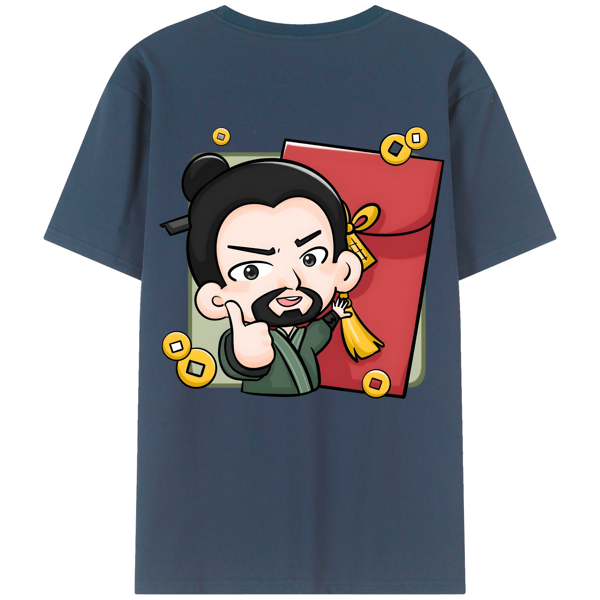 （画像用） Ne Zha 2 ナタ 魔童の大暴れ 綿100％ メンズ半袖Tシャツ（バックプリント） 通気性