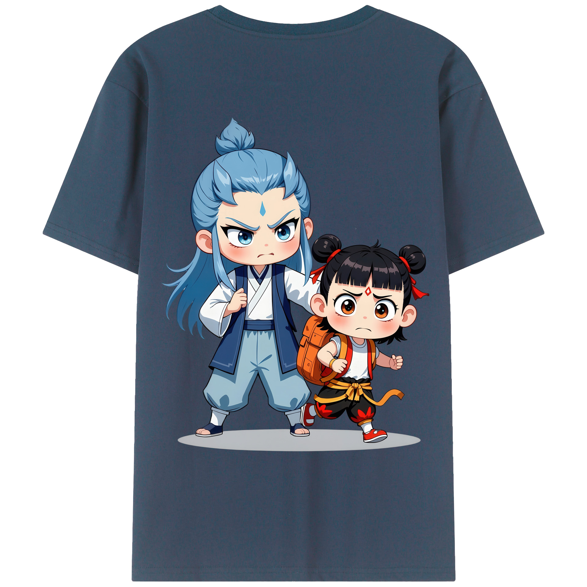 （画像用） Ne Zha 2 ナタ 魔童の大暴れ 綿100％ メンズ半袖Tシャツ（バックプリント） 通気性