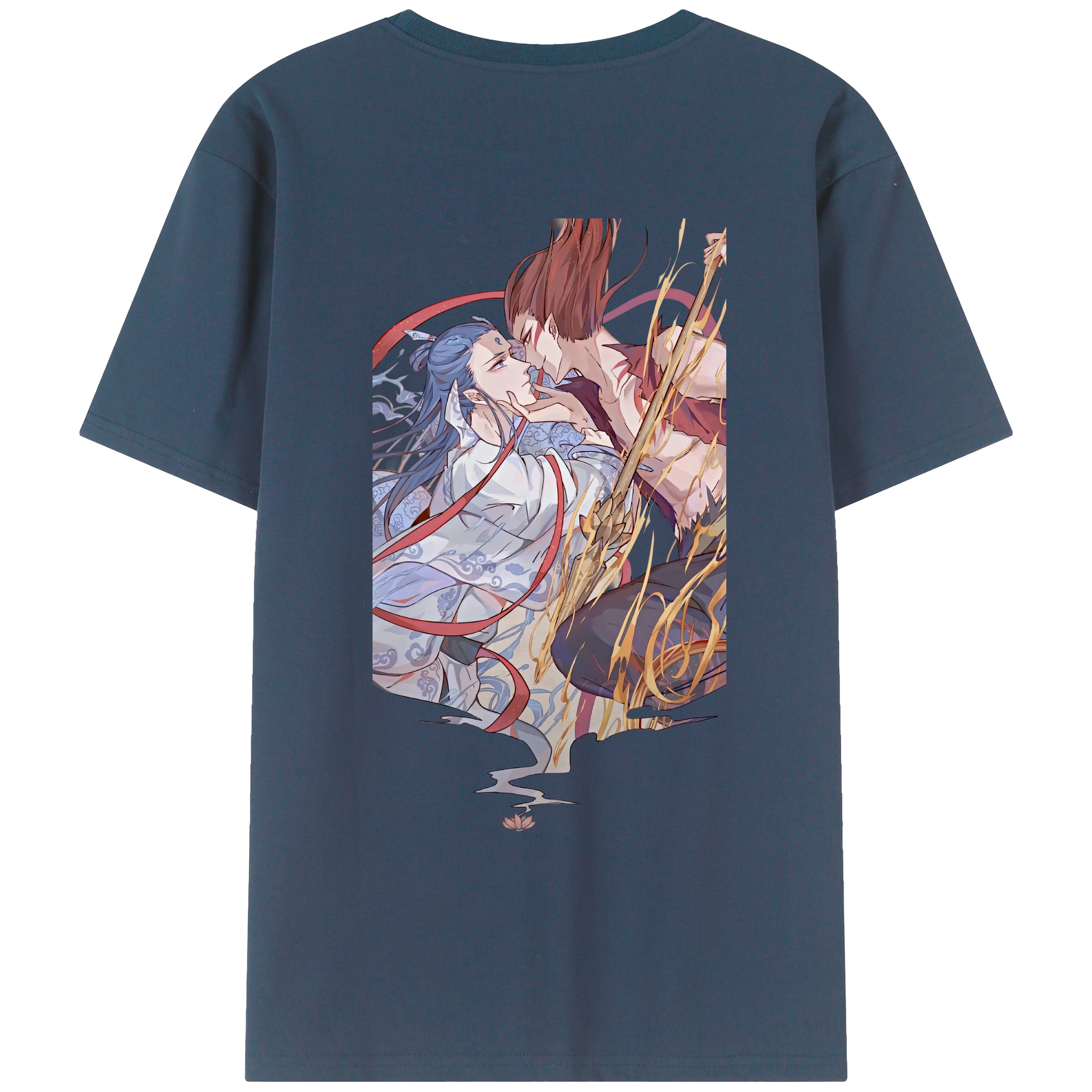 （画像用） Ne Zha 2 ナタ 魔童の大暴れ 綿100％ メンズ半袖Tシャツ（バックプリント） 通気性